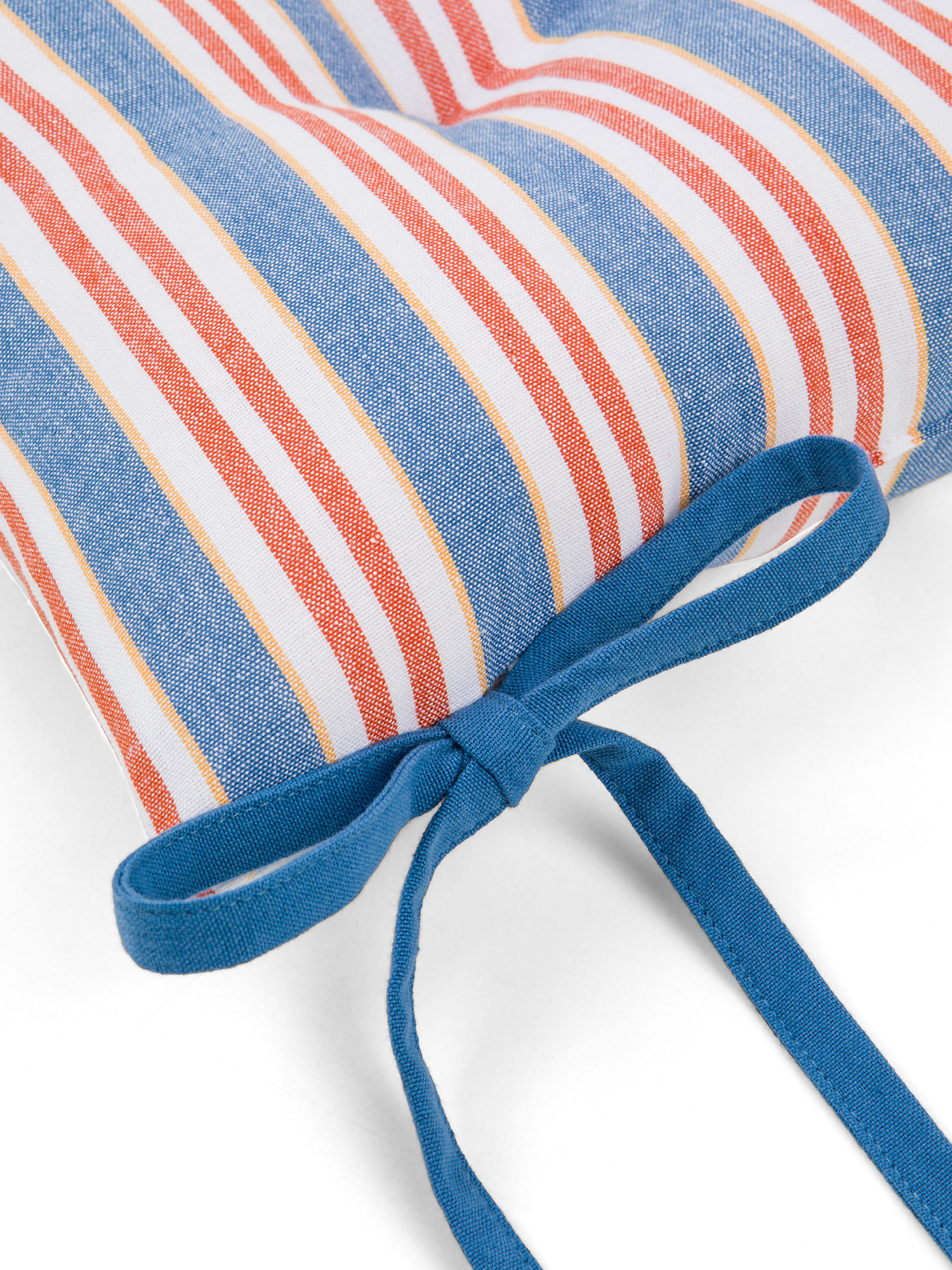 Striped print cotton chair cushion, Blue Dark, large image number 1