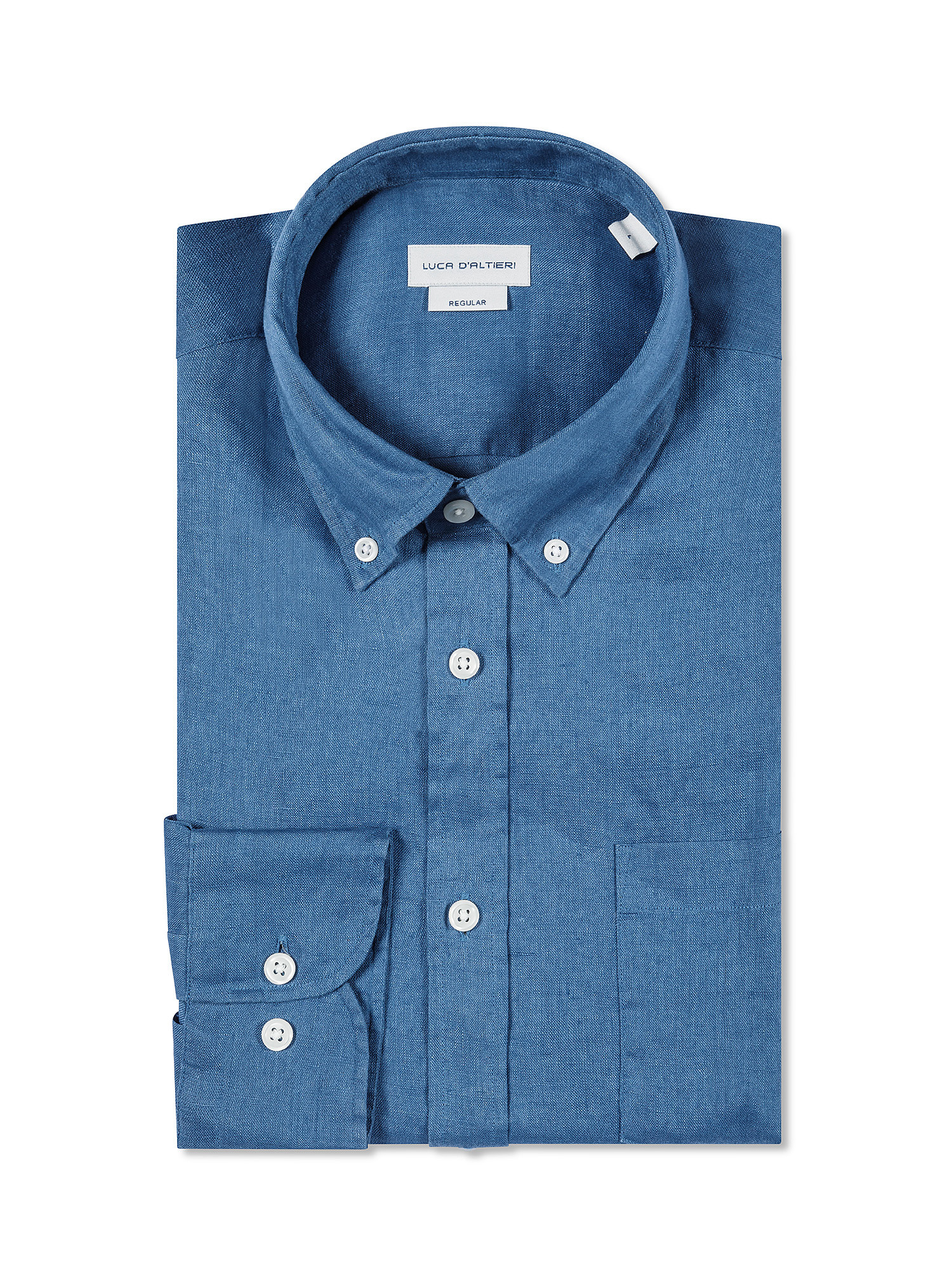 Luca D'Altieri - Regular fit shirt in pure linen, Denim, large image number 2