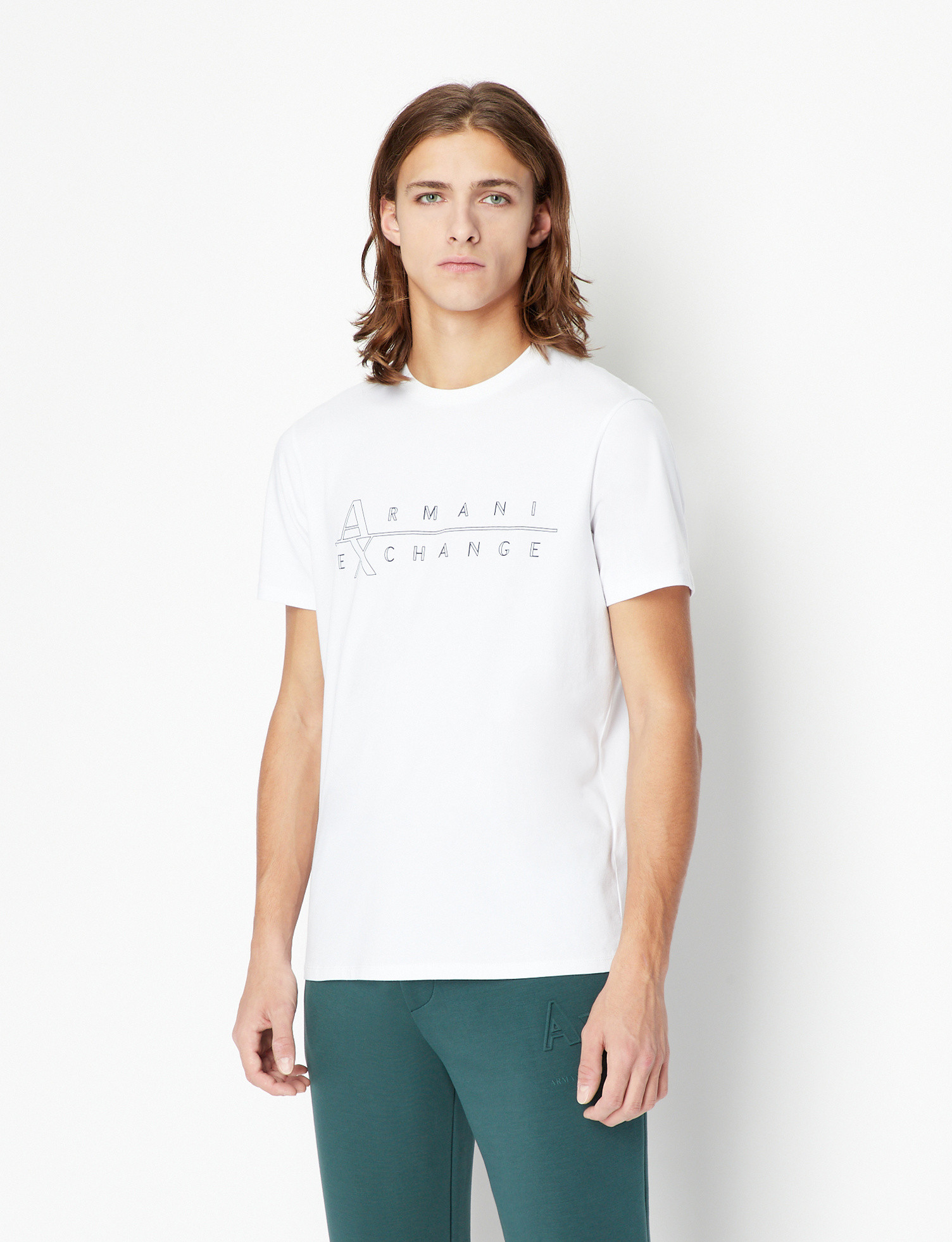 Armani Exchange - T-shirt con stampa slim fit, Bianco, large image number 1