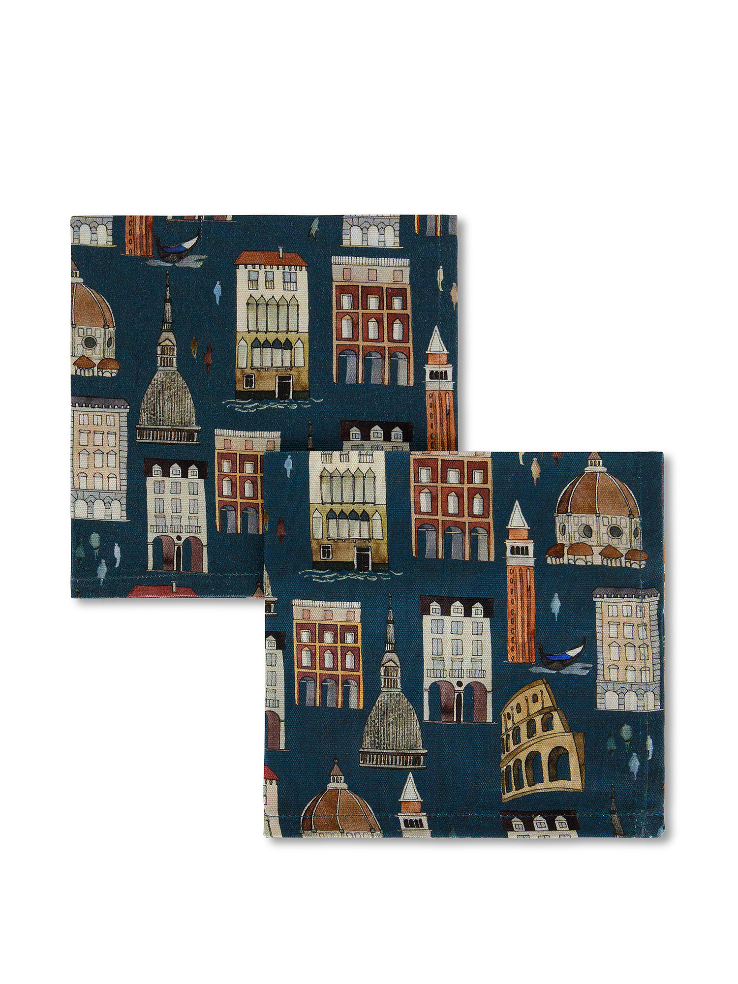 Set of 2 100% cotton napkins with monuments print, Multicolor, large image number 0
