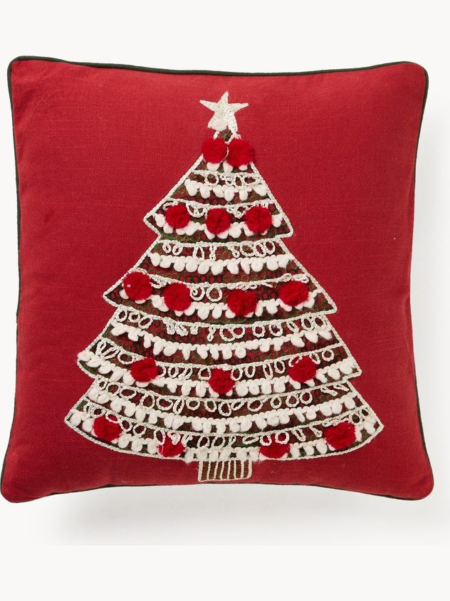 Cushion with Christmas tree embroidery 45x45cm