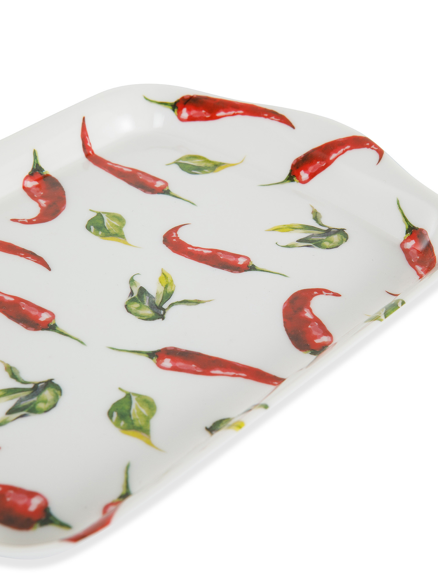 Melamine tray with chillies motif, White, large image number 1