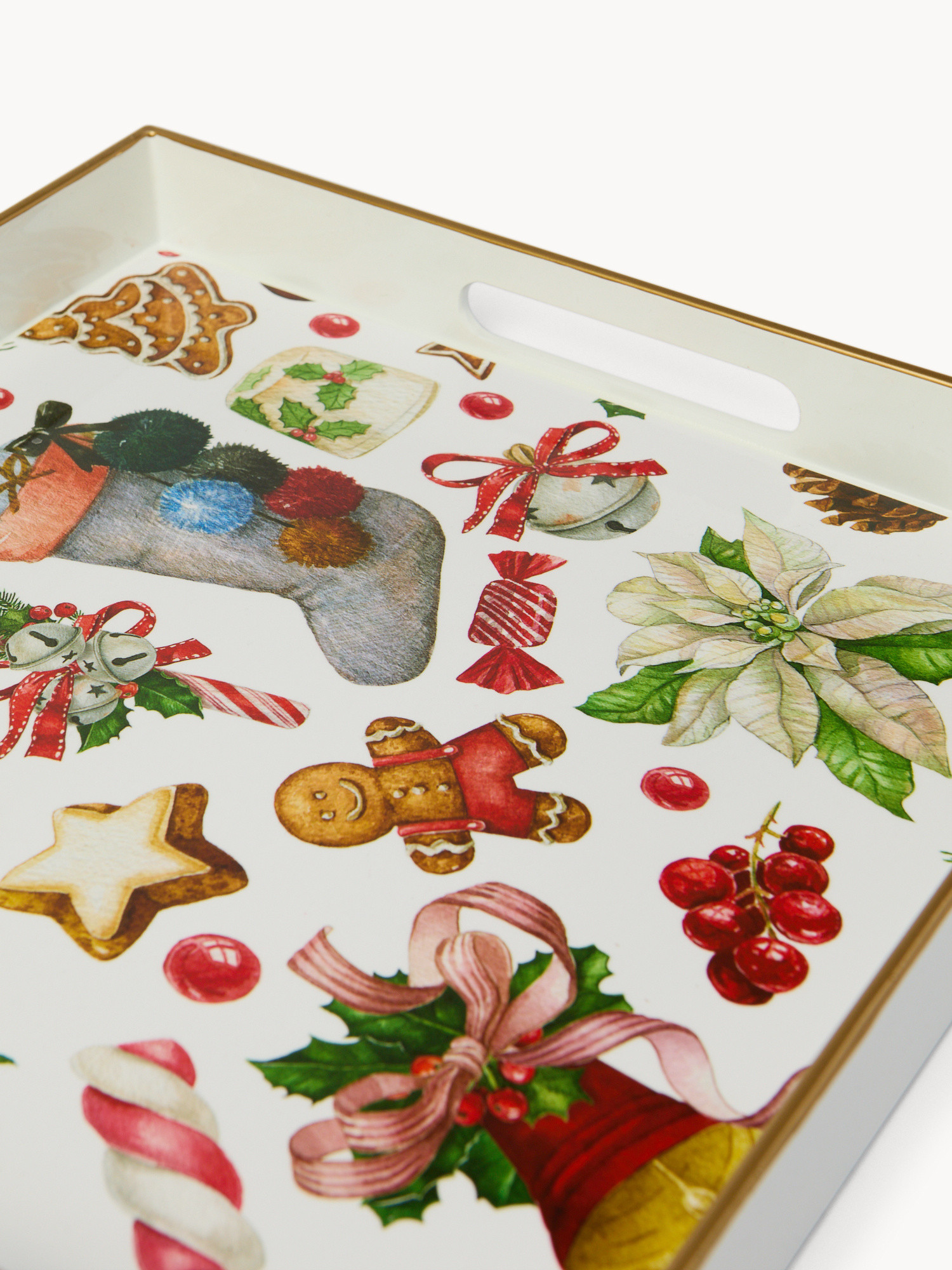Square gingerbread motif tray, Multicolor, large image number 1