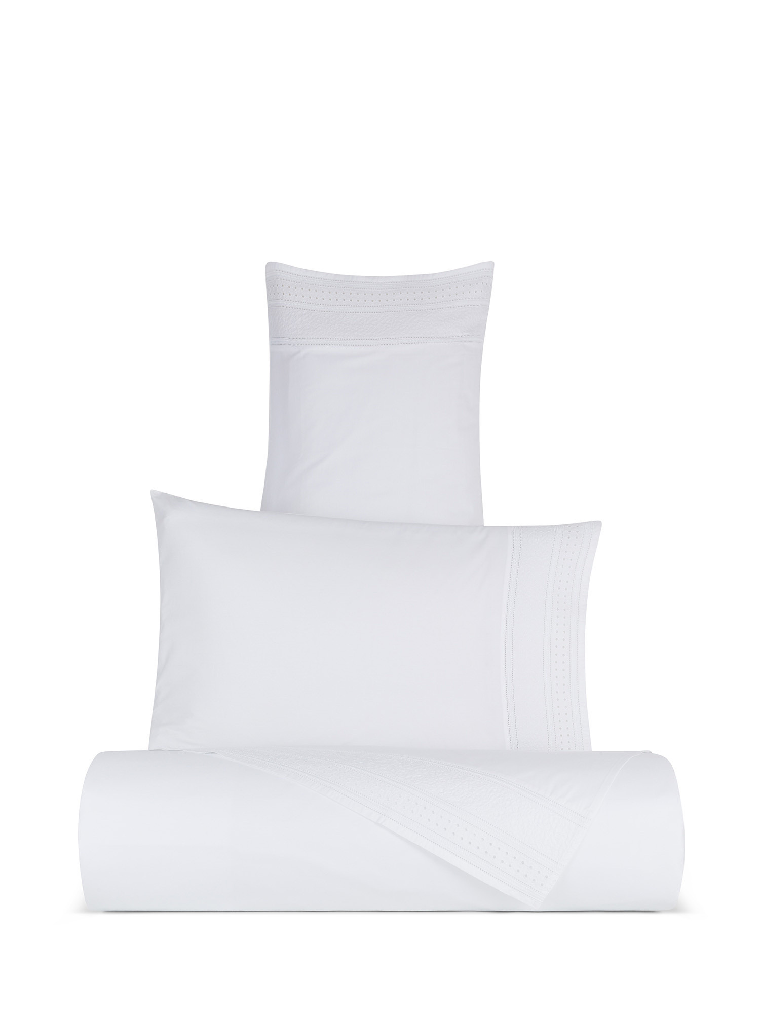 Pillowcase in fine cotton percale Portofino, White, large image number 3