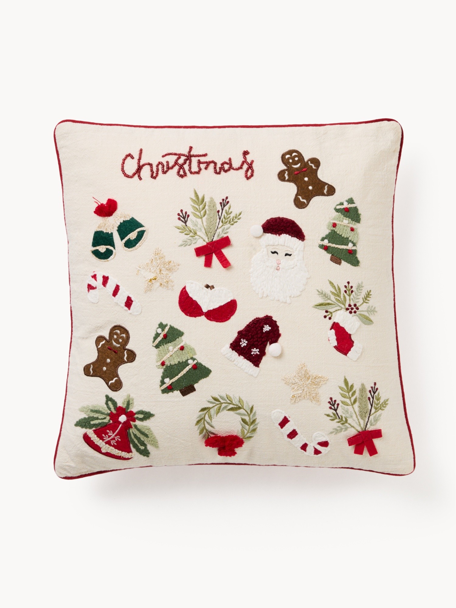 Cushion with Christmas embroidery 45x45cm, Multicolor, large image number 0