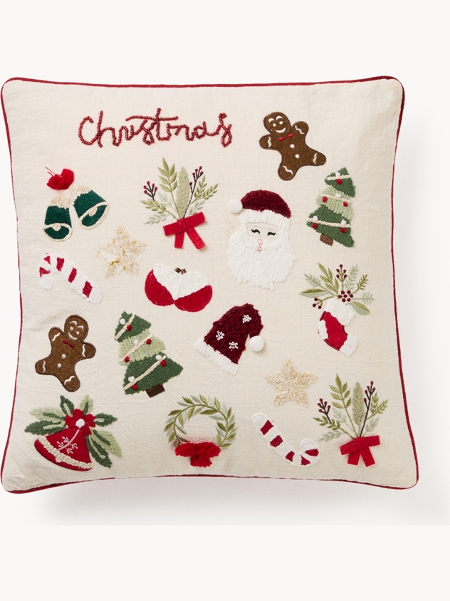 Cushion with Christmas embroidery 45x45cm