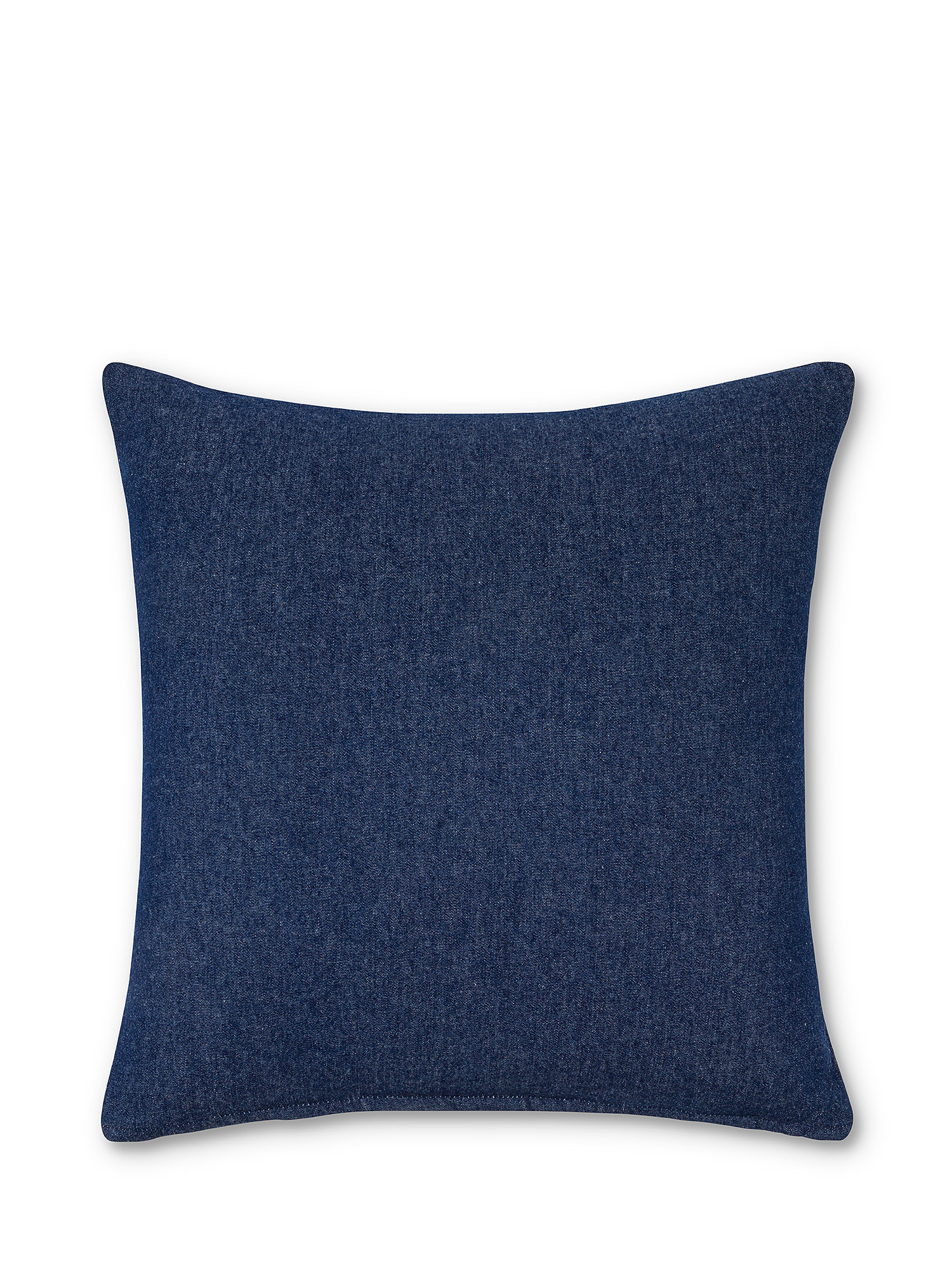 Cotton denim cushion with polka dot embroidery 45x45cm, Blue, large image number 1