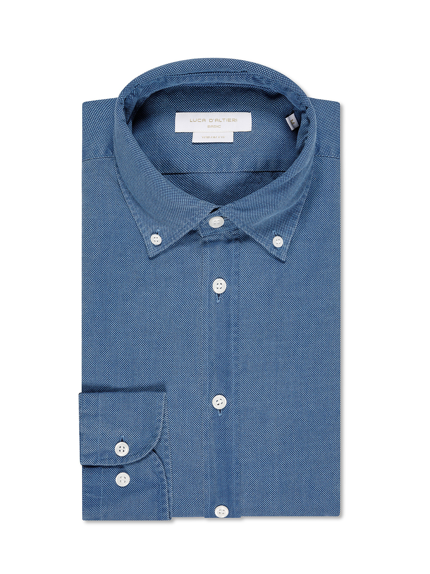 Basic tailor fit shirt in pure cotton, Denim, large image number 0