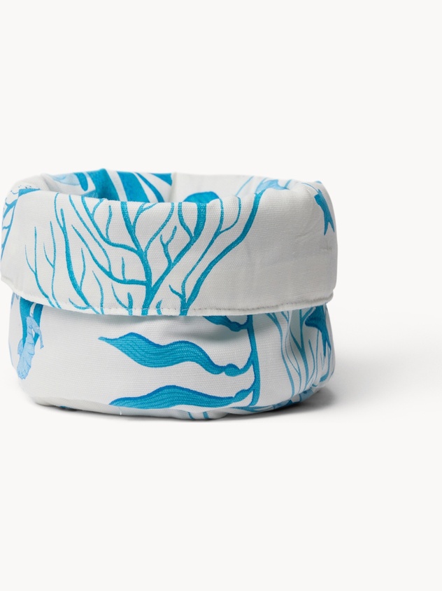 Panama cotton kitchen basket with a marine print - Introductory price