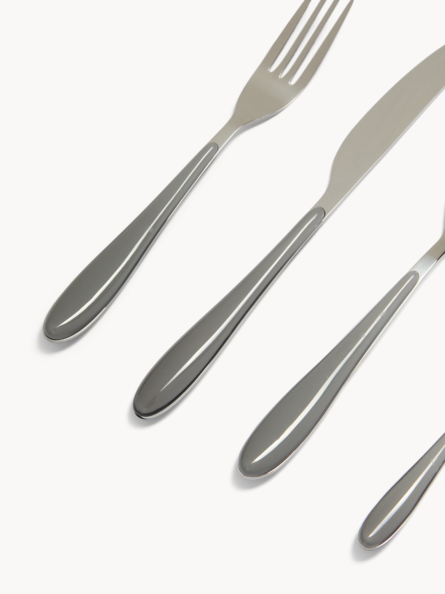 24-piece stainless steel flatware set with plastic handles, Grey, large image number 1