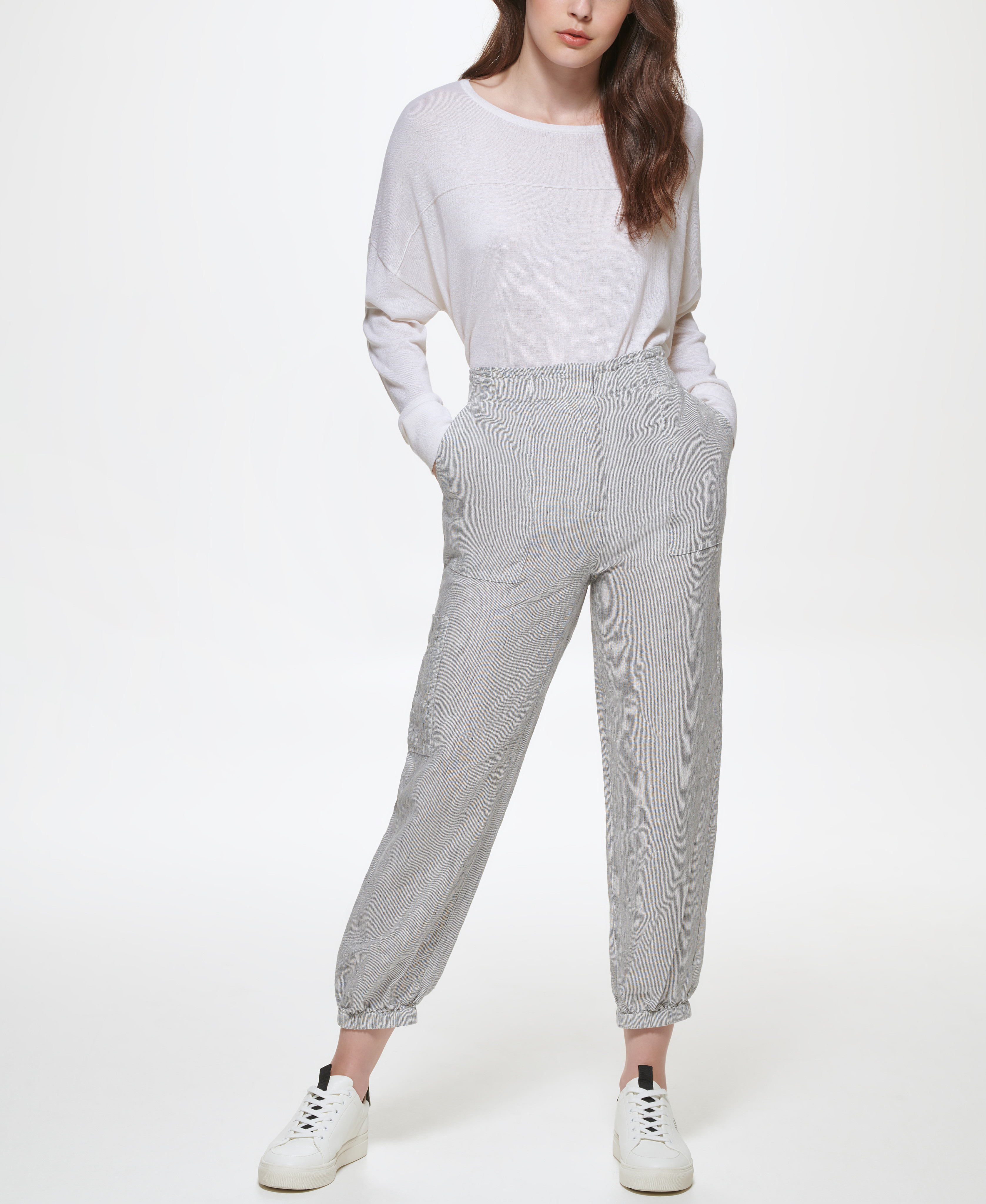 Pantalone jogger a righe, Grigio, large image number 3