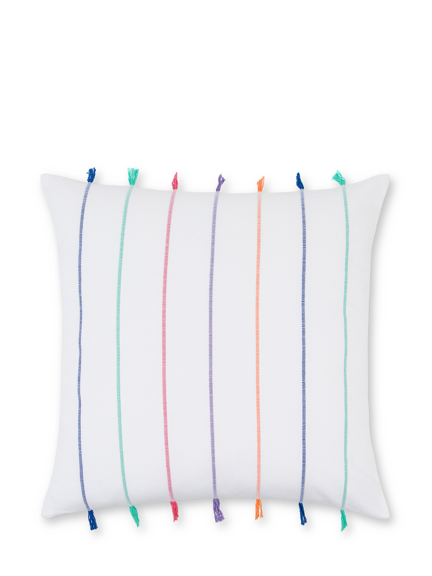 Creative Co-op Cuscino Lombare In Cotone Ricamato Suzani Con Nappe - 71x40 Cm, Multicolore, Stile Etnico