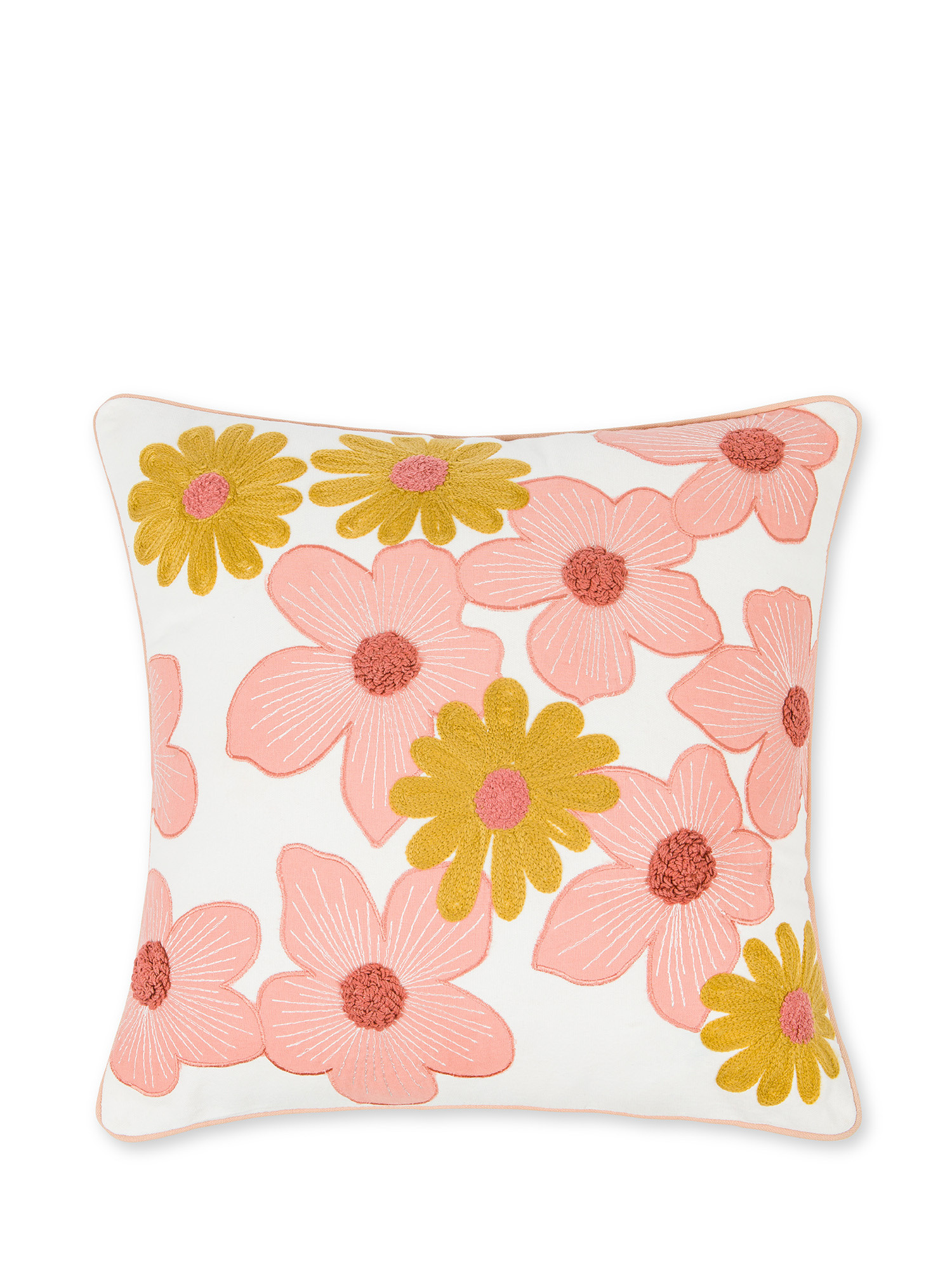 Flower embroidery cushion 45X45cm, White, large image number 0