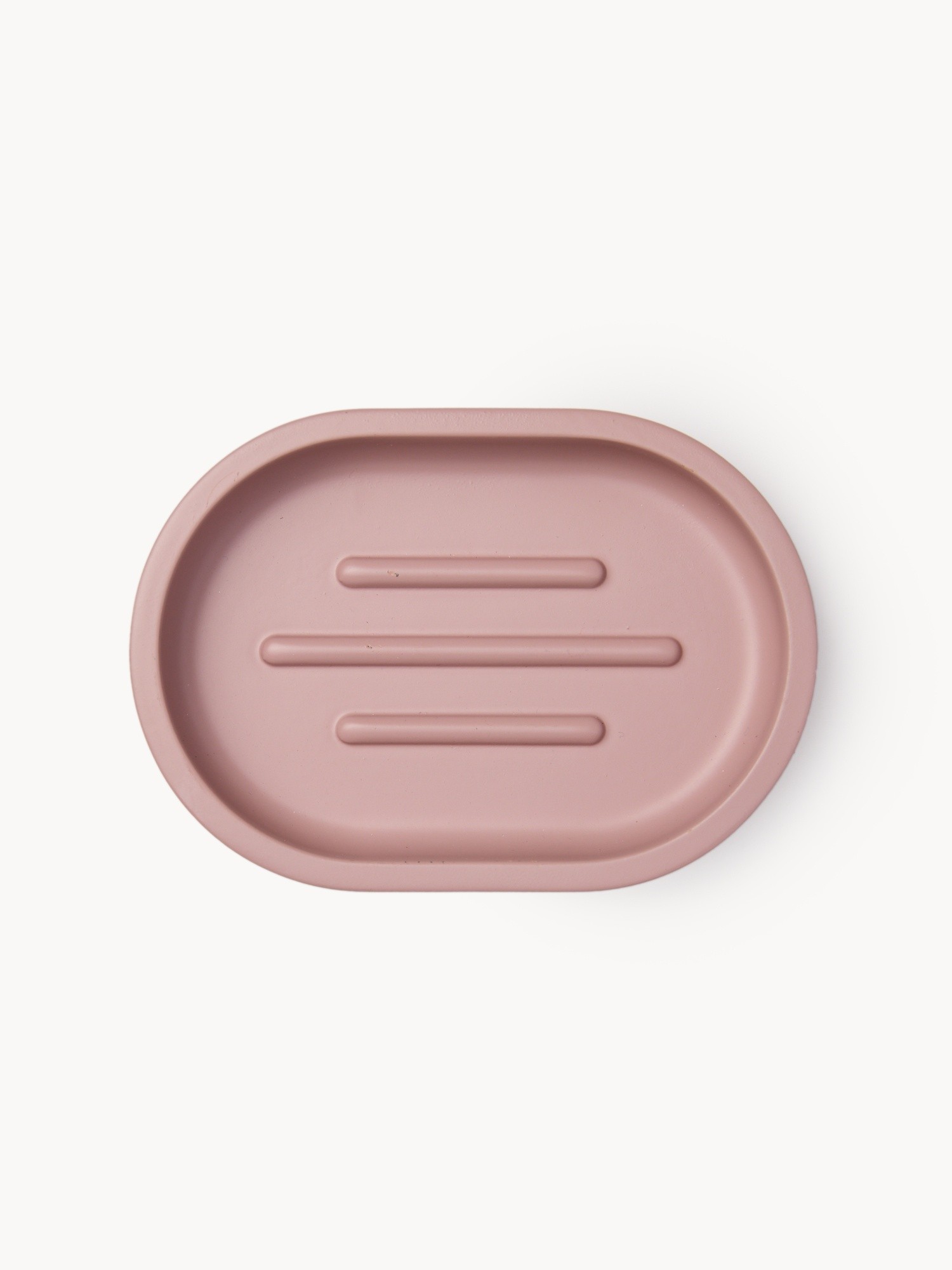 Solid color polyresin soap dish, Pink, large image number 0