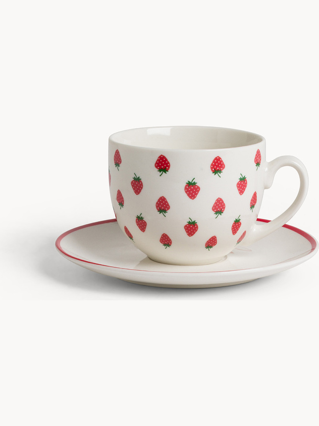 New bone china tea cup strawberry motif