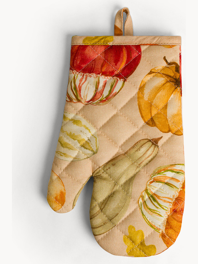Pure cotton panama oven mitt with pumpkin print