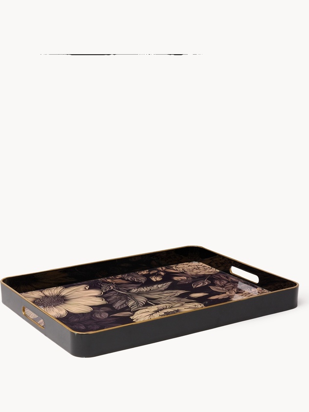 Blue Floral Rectangular Tray