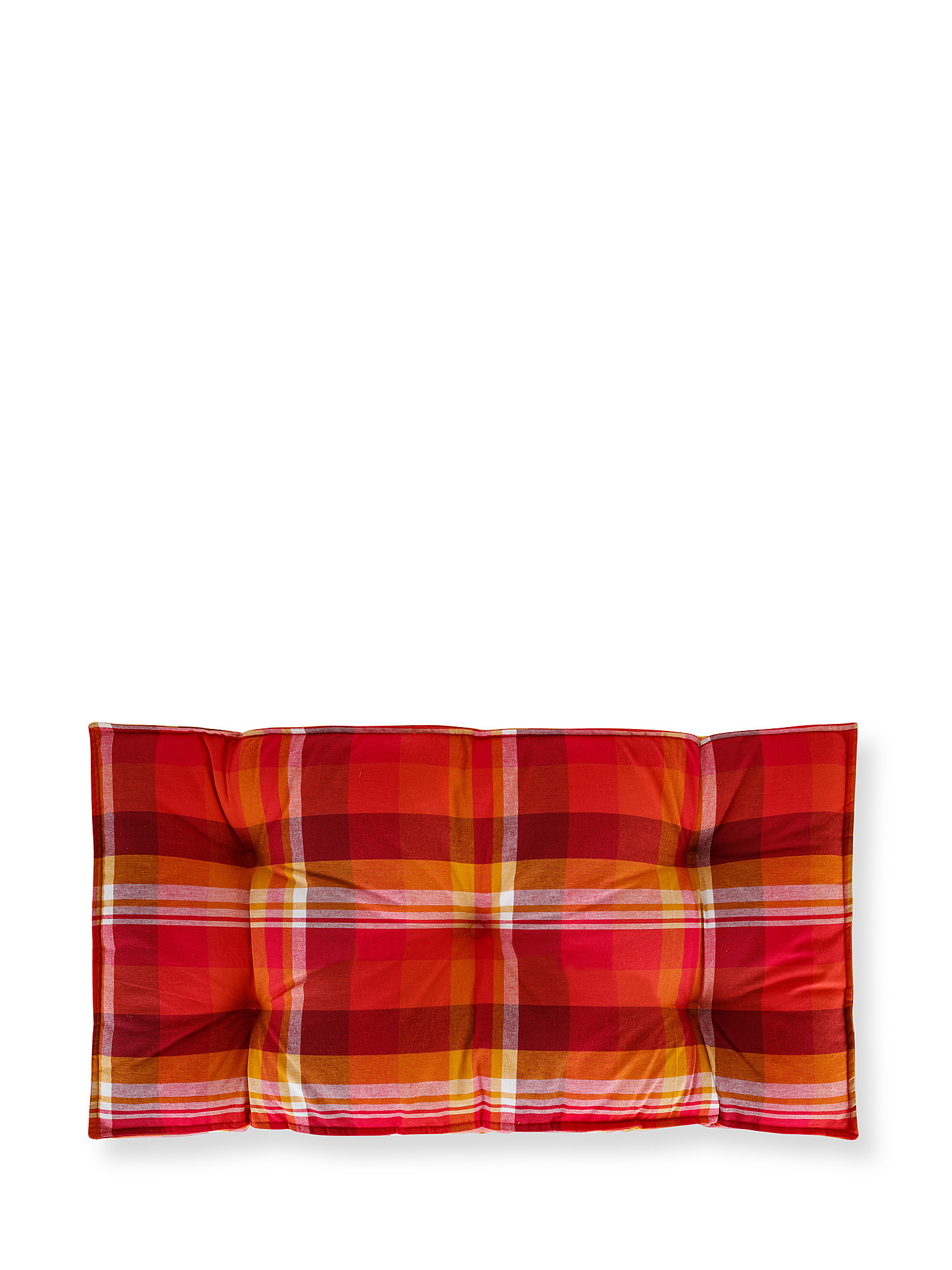 Cotton mattress cushion with check pattern, Red, large image number 0