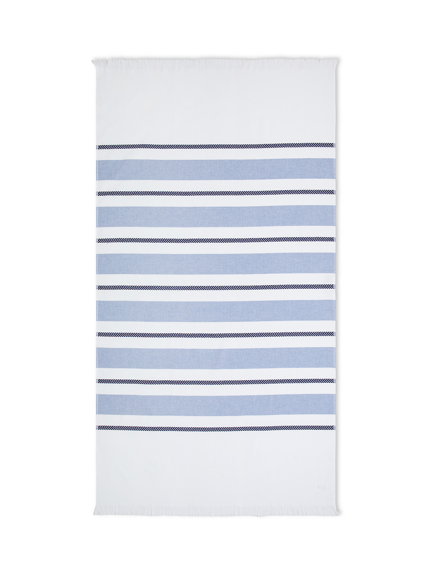 Pure cotton beach towel with striped pattern, Blue, large image number 0