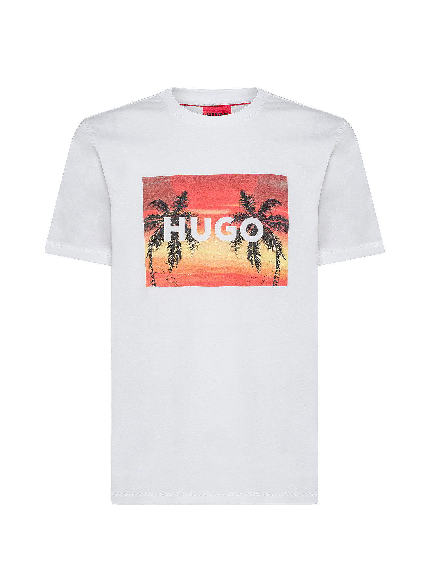 Hugo - T-shirt con stampa grafica in cotone, Bianco, large image number 0