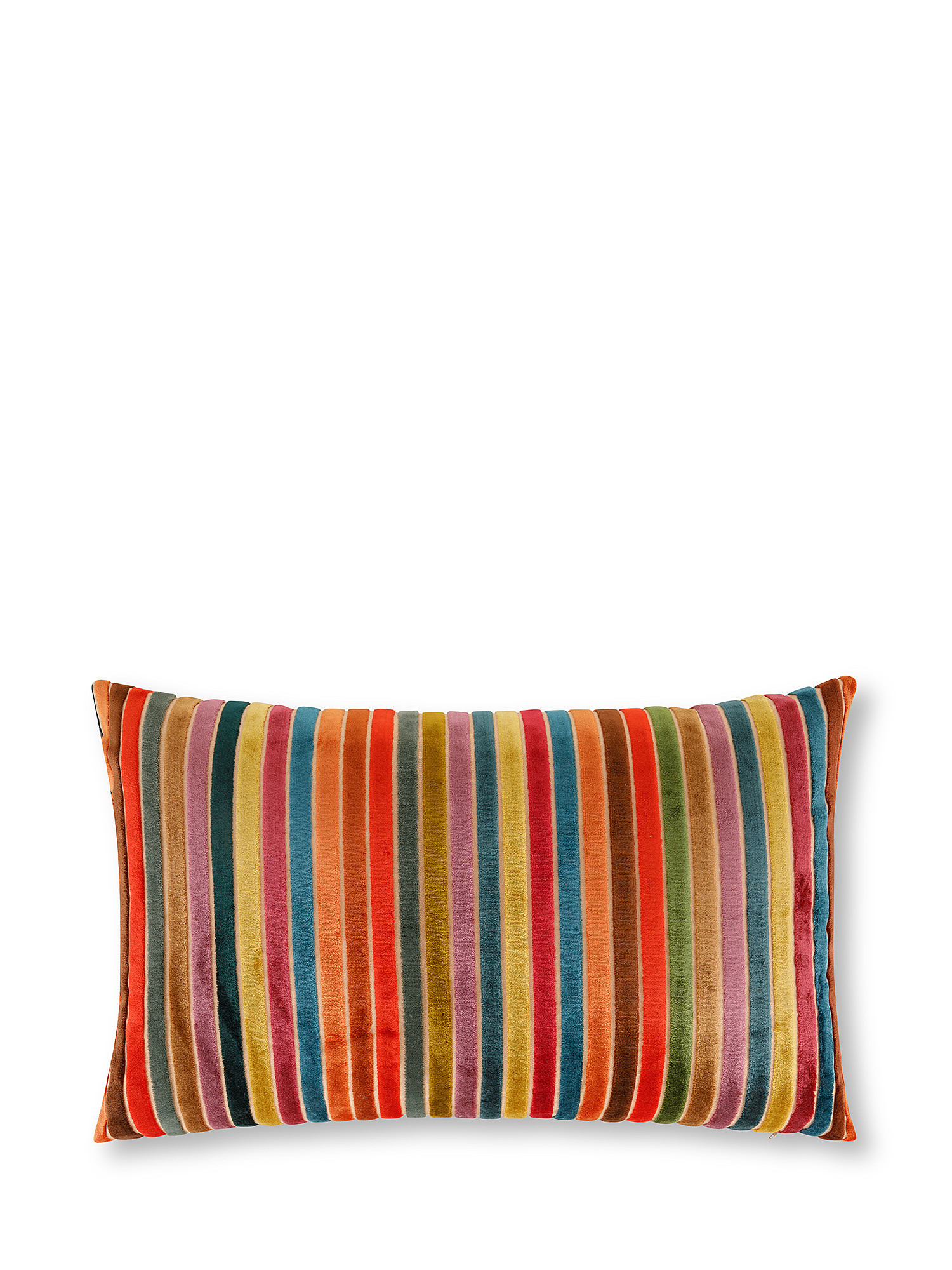 Striped velvet cushion 35x55cm, Multicolor, large image number 1