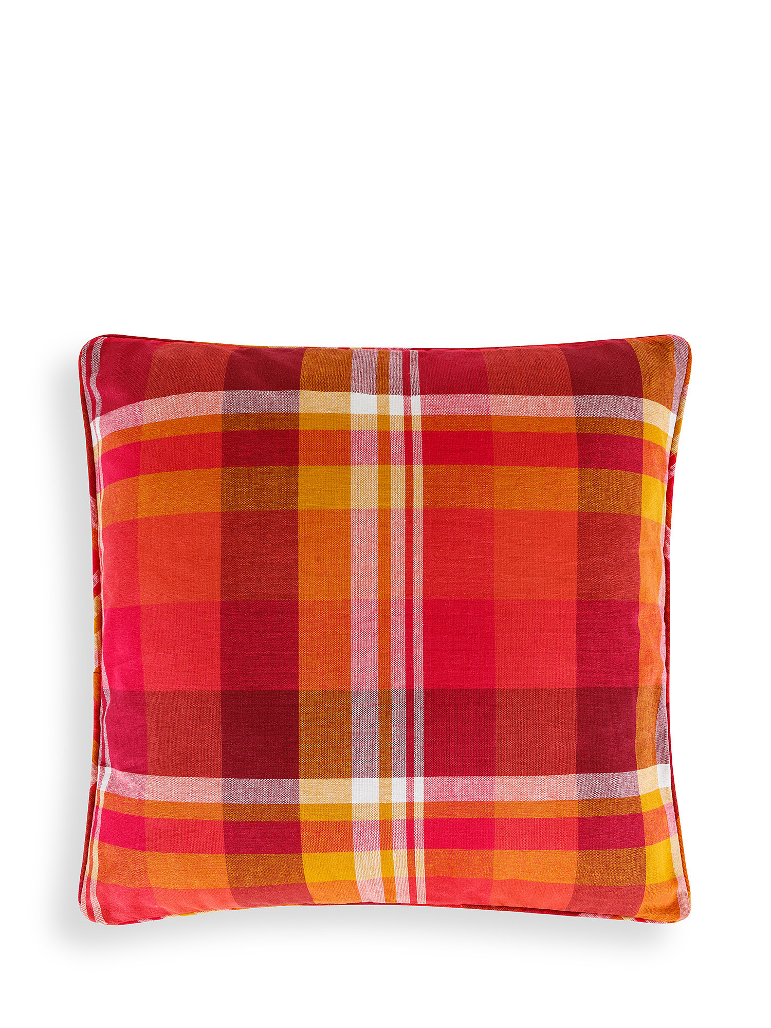 Cotton cushion with check pattern 45x45cm, Red, large image number 0