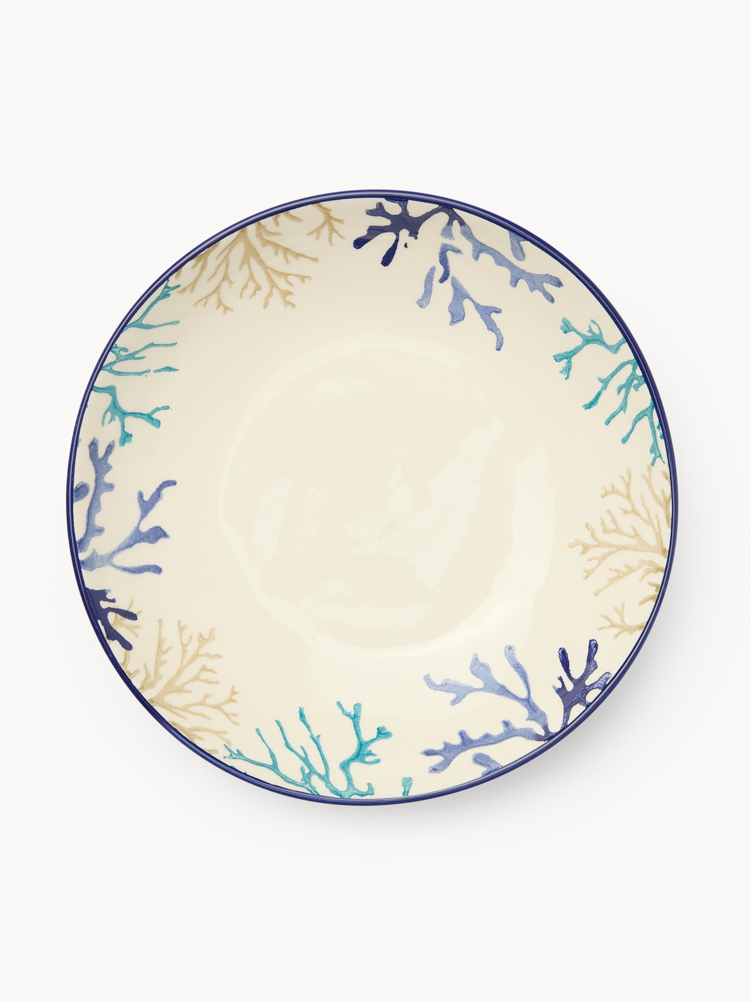 Ceramic soup plate with coral pattern, Bianco/Azzurro, large image number 0