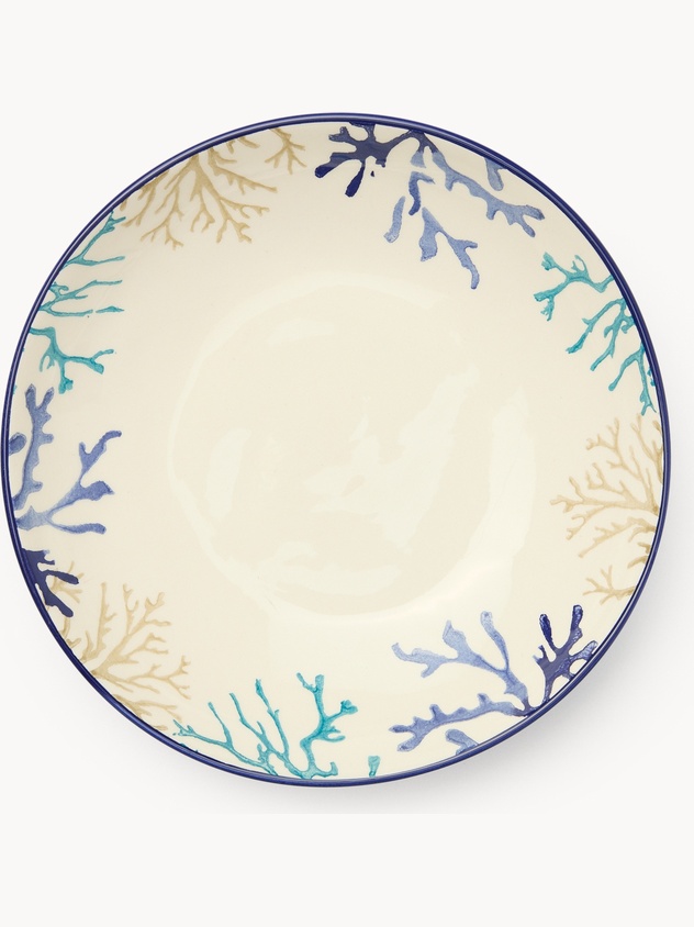 Ceramic soup plate with coral pattern