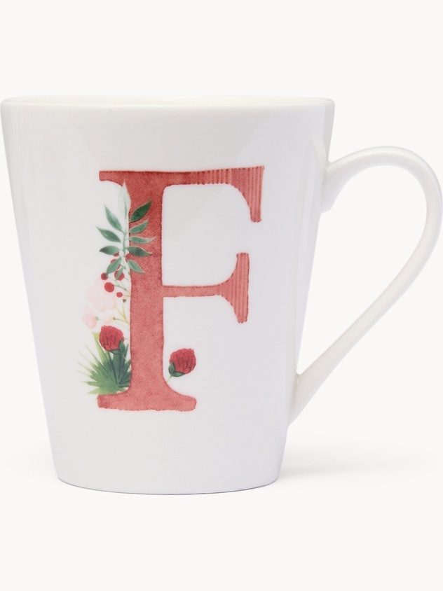 Mug in new bone china lettera F