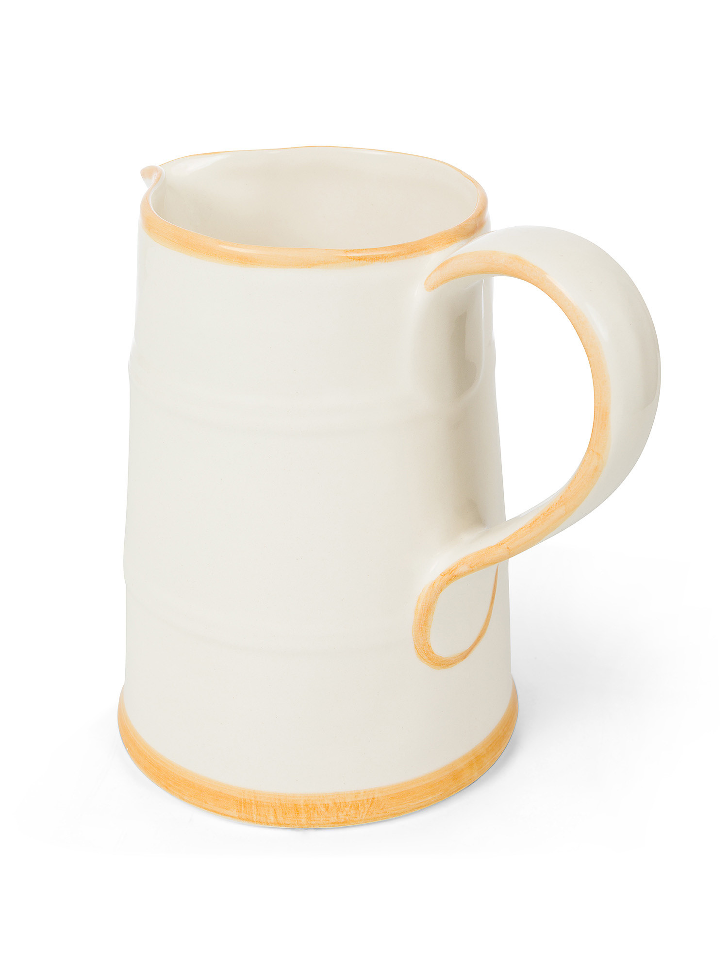 Ceramic jug with colored edge, White, large image number 1