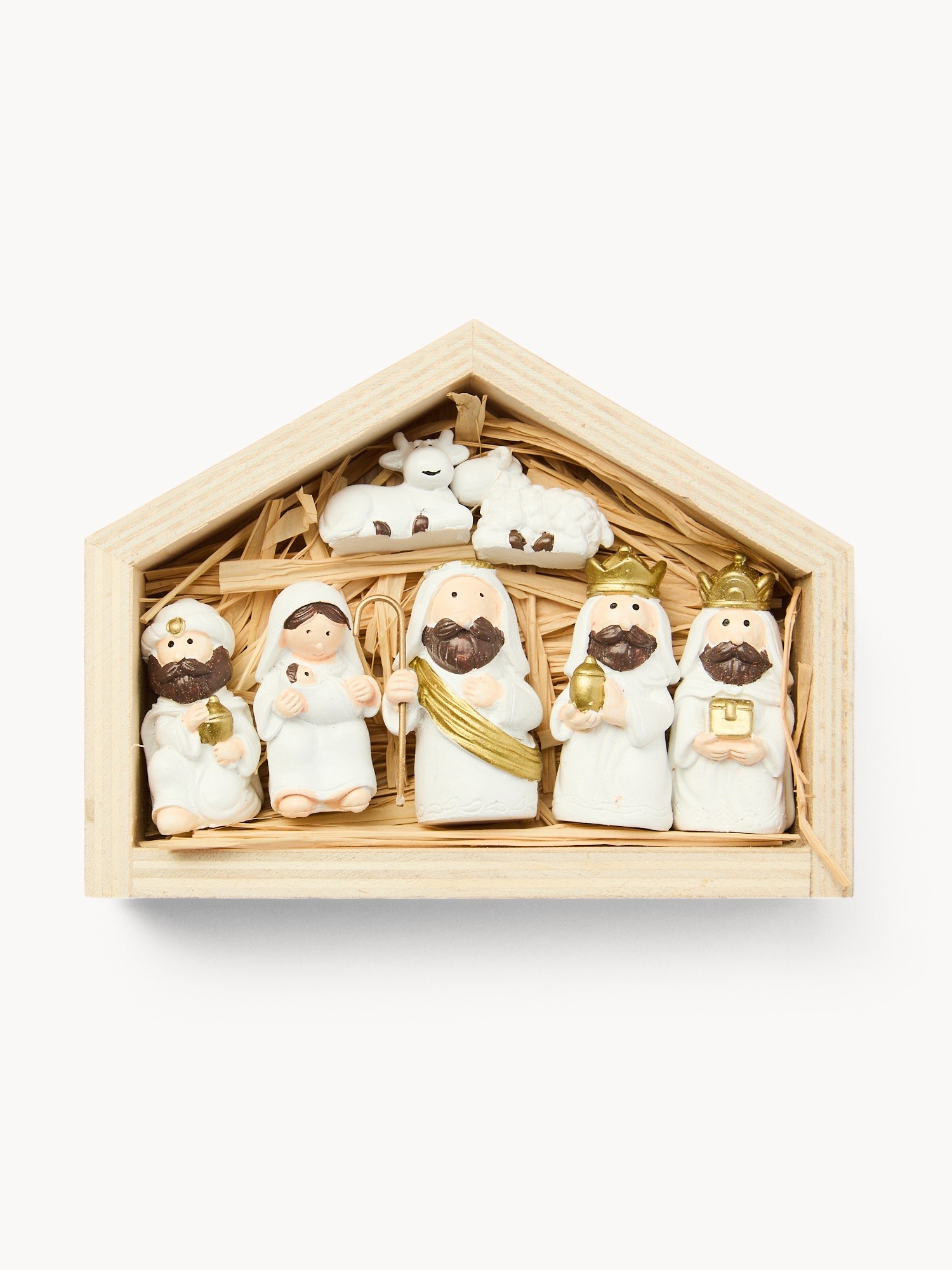 Set natività con casetta, Beige, large image number 0