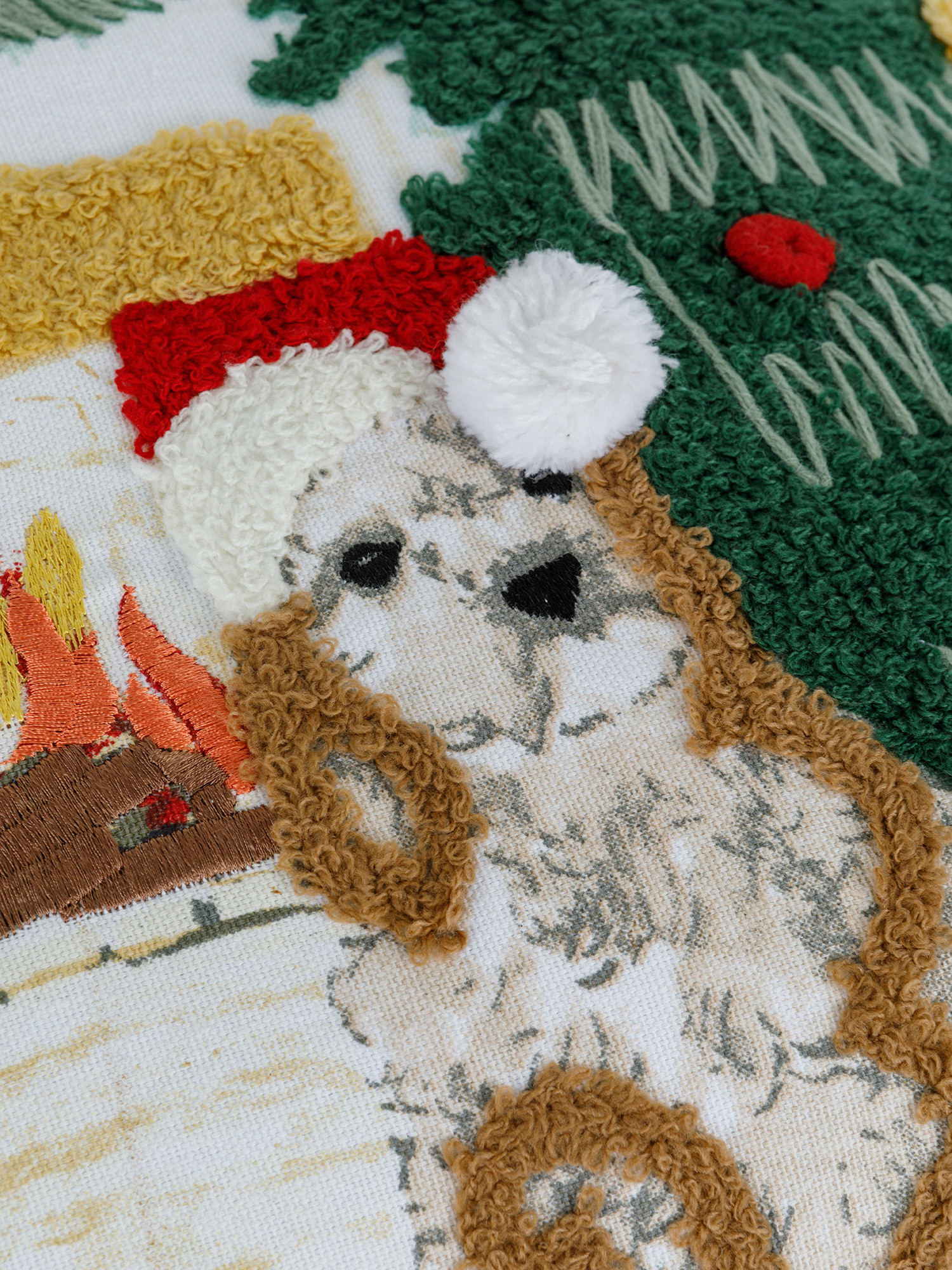 Printed and embroidered cushion dogs under the fireplace 35x50 cm, Red, large image number 2