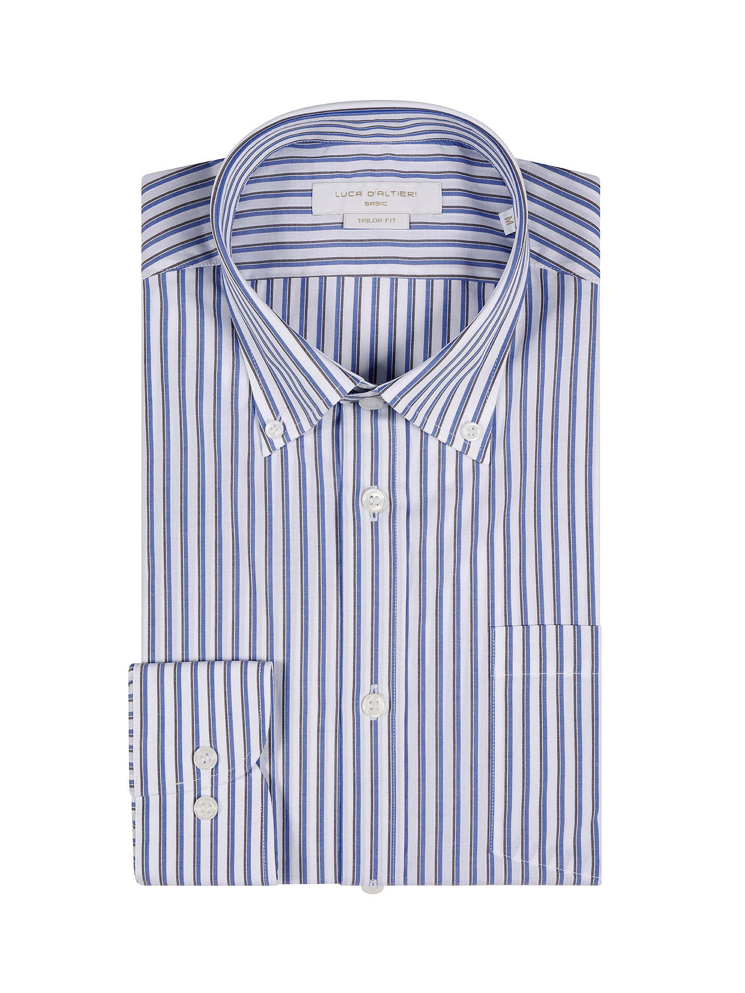 Tailor fit shirt in striped poplin cotton, Multicolor, large image number 2