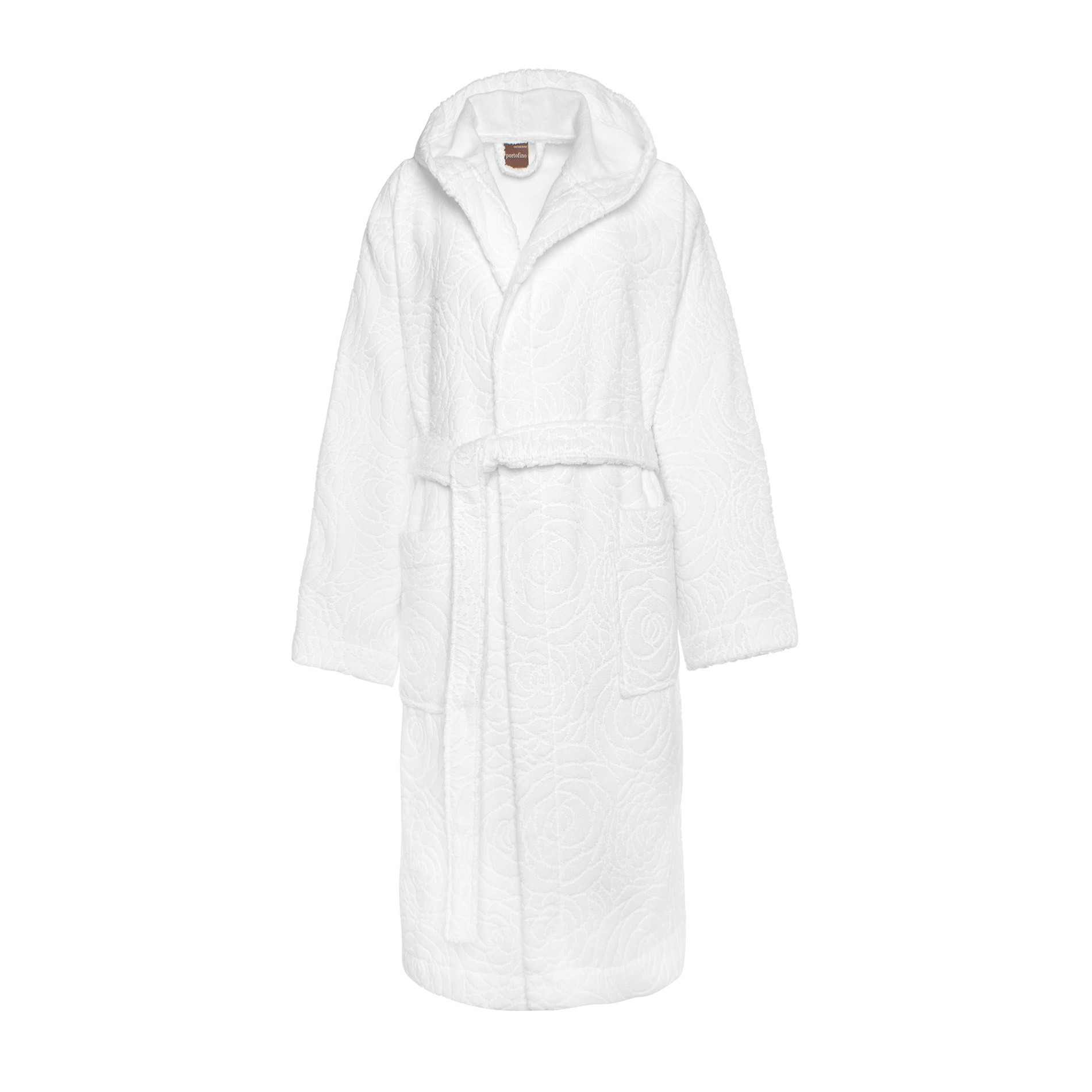Portofino 100% cotton terry bathrobe with English roses, White, large image number 1