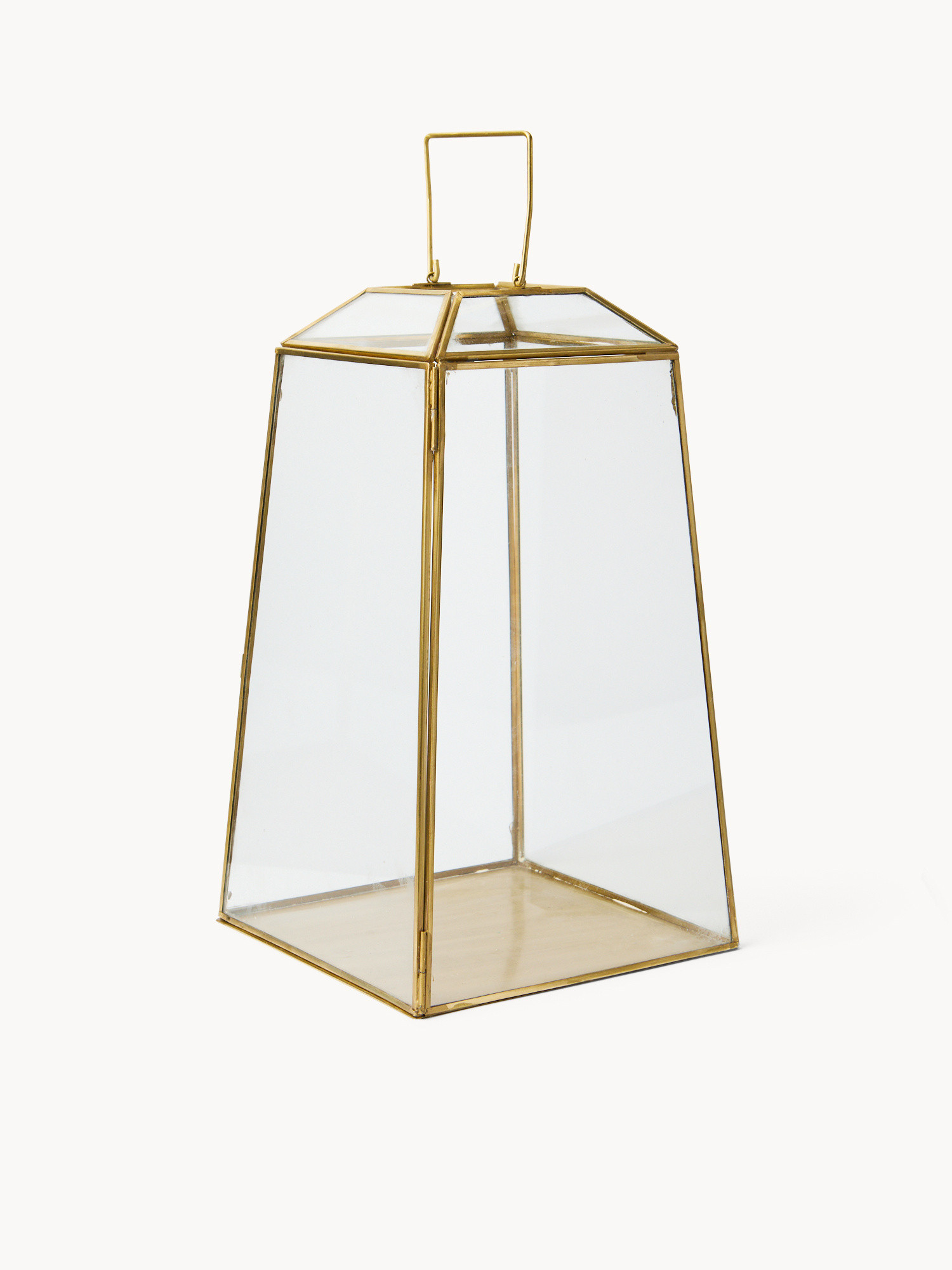 Lanterna in vetro con finitura dorata, Trasparente, large image number 0