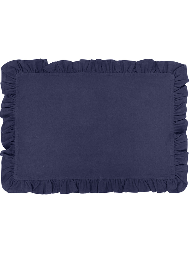 Table mat in 100% garment-washed cotton with flounced trim