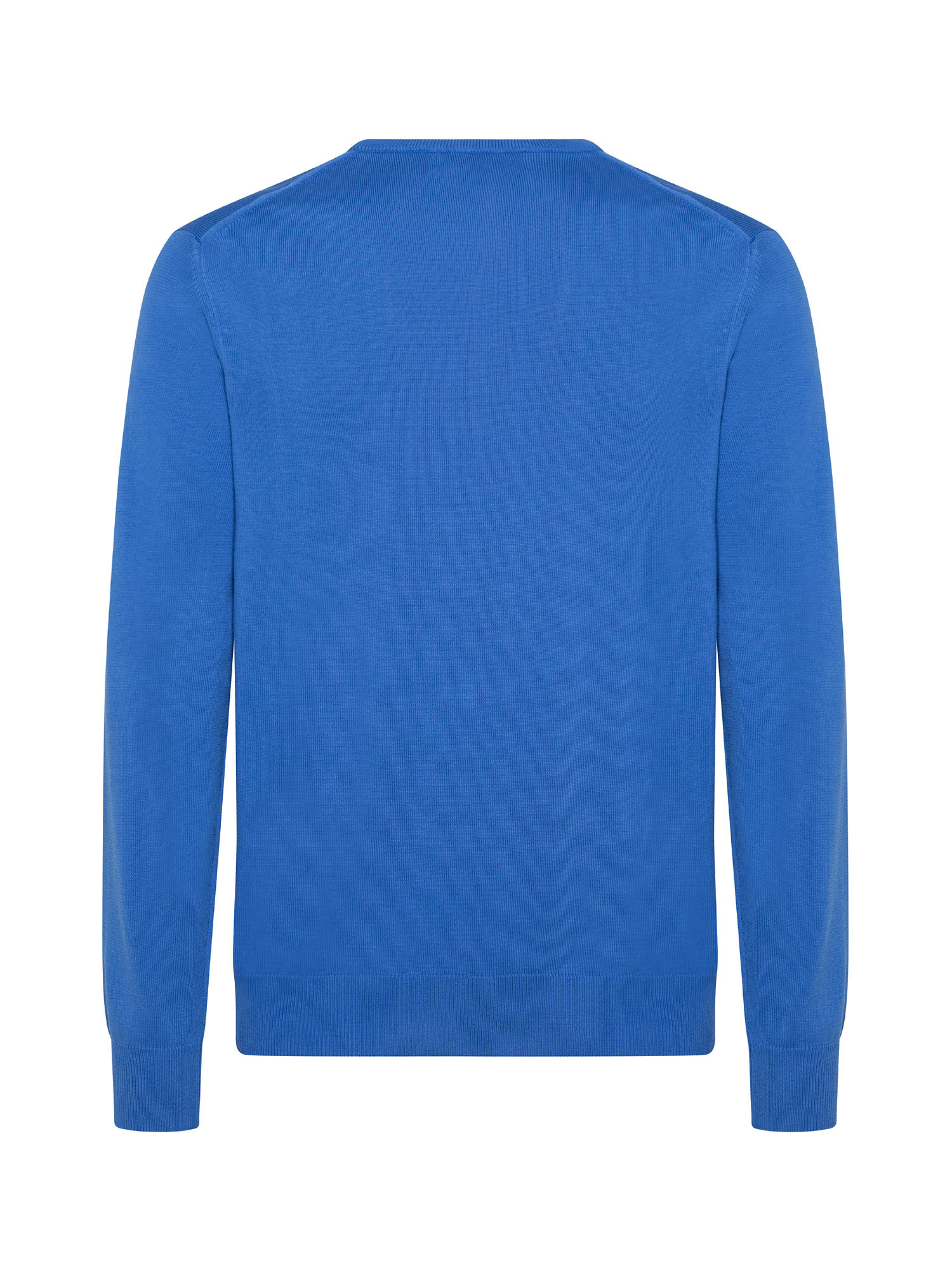 Pure cotton crewneck sweater, Blue Dark, large image number 1