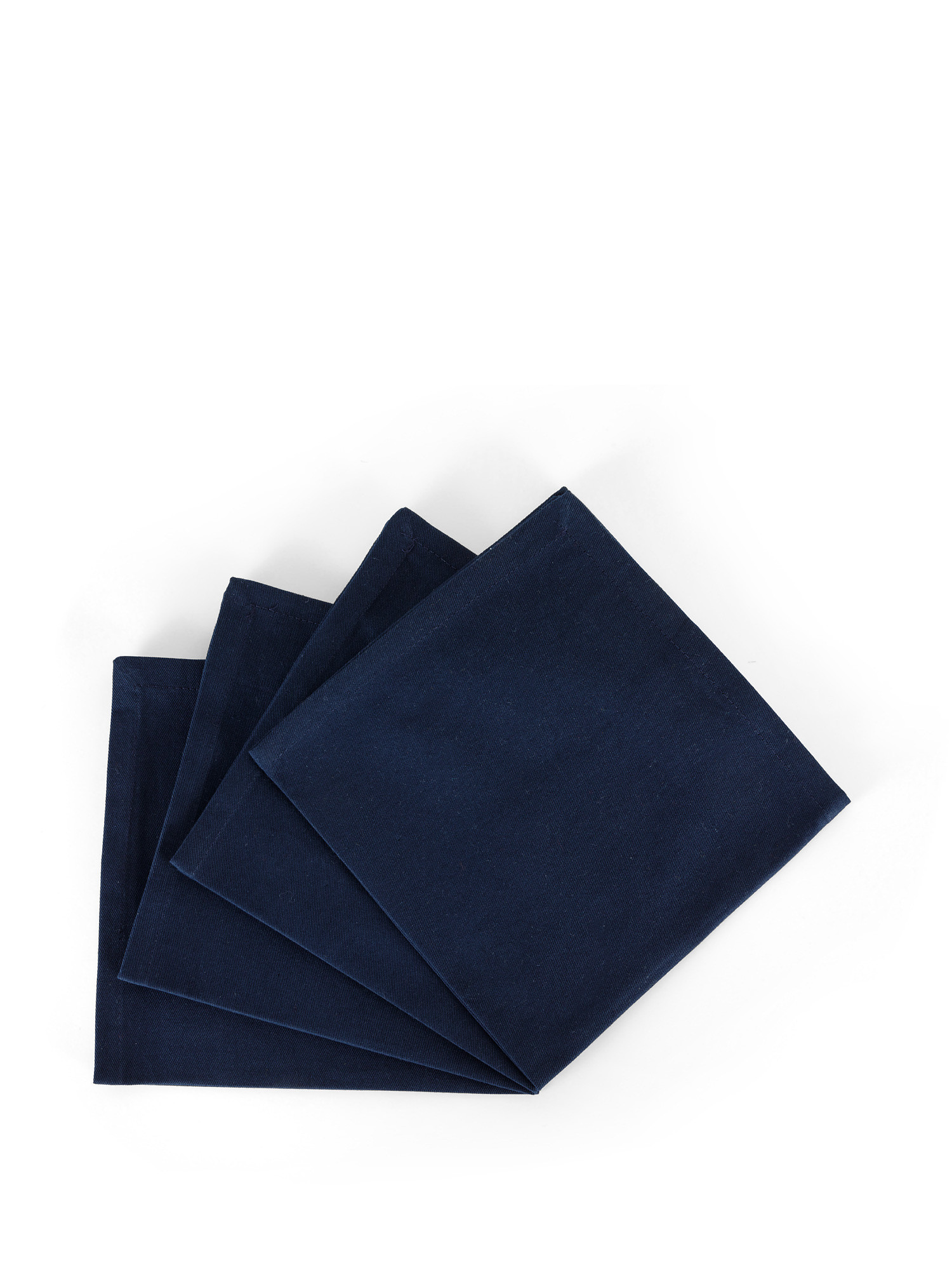 Set of 4 solid color cotton twill napkins, Blue, large image number 0