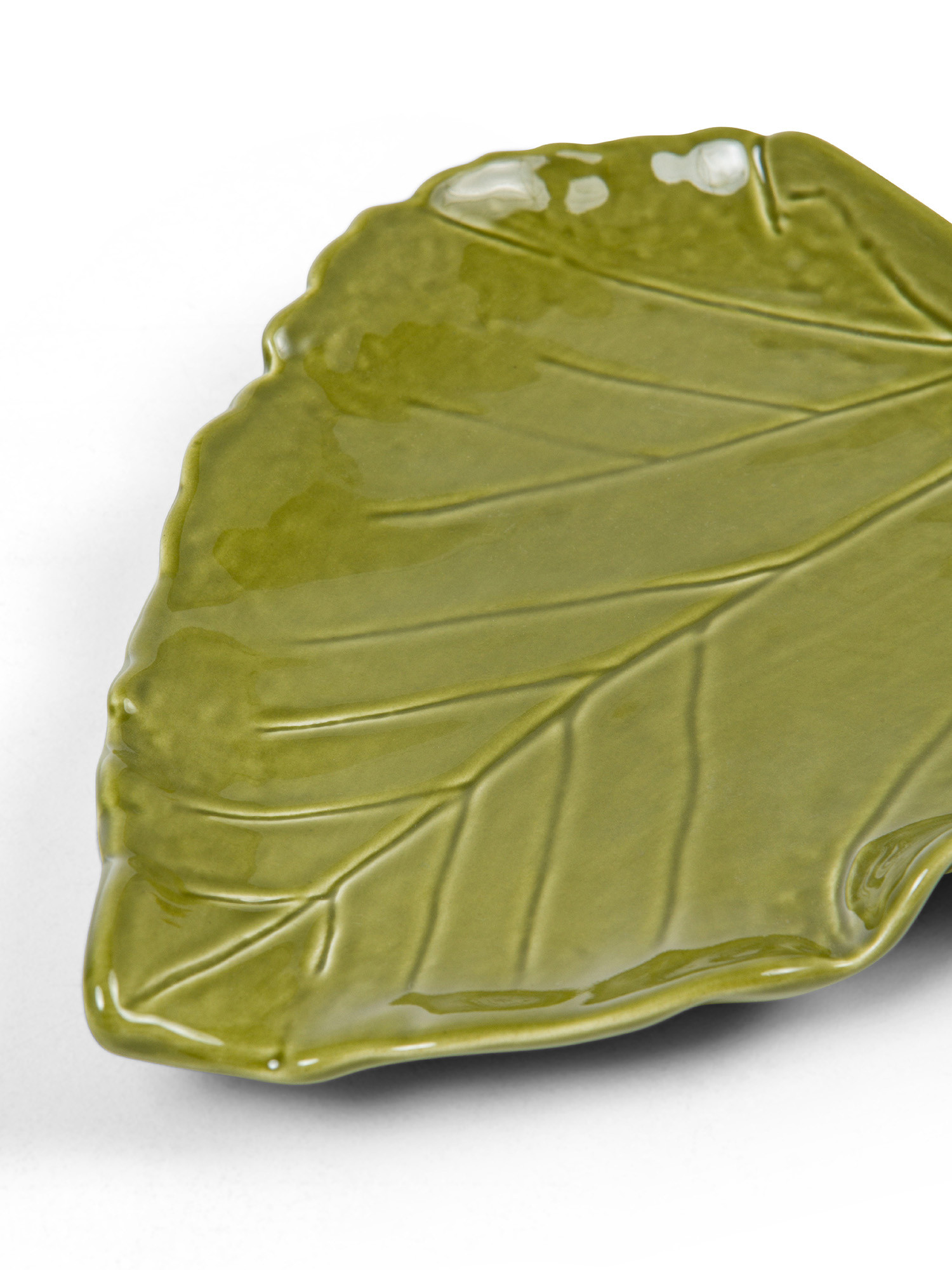 Foglia decorativa in ceramica, Verde, large image number 1