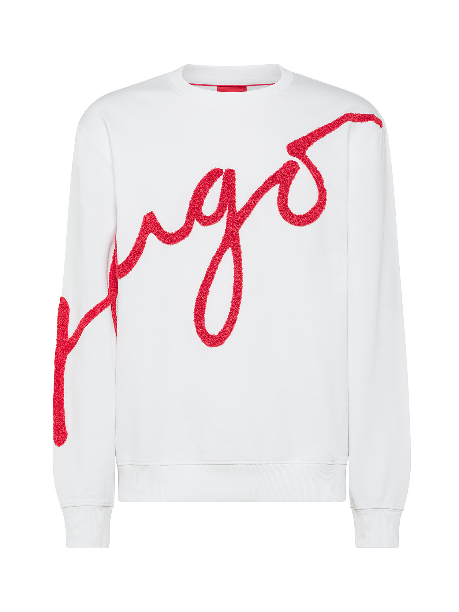 Hugo - Sweatshirt with embroidered logo in cotton, White, large image number 0