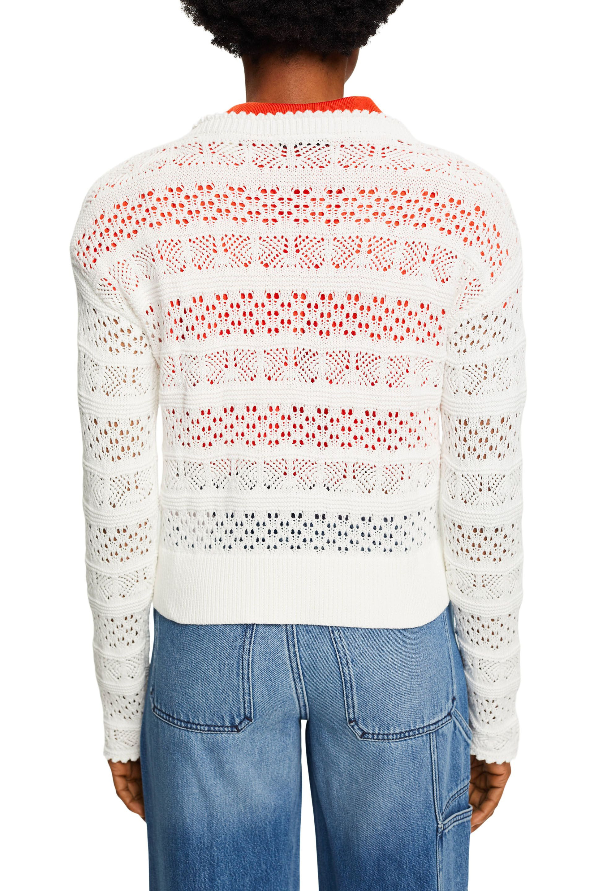 Esprit - Knitted pullover in cotton, White, large image number 3