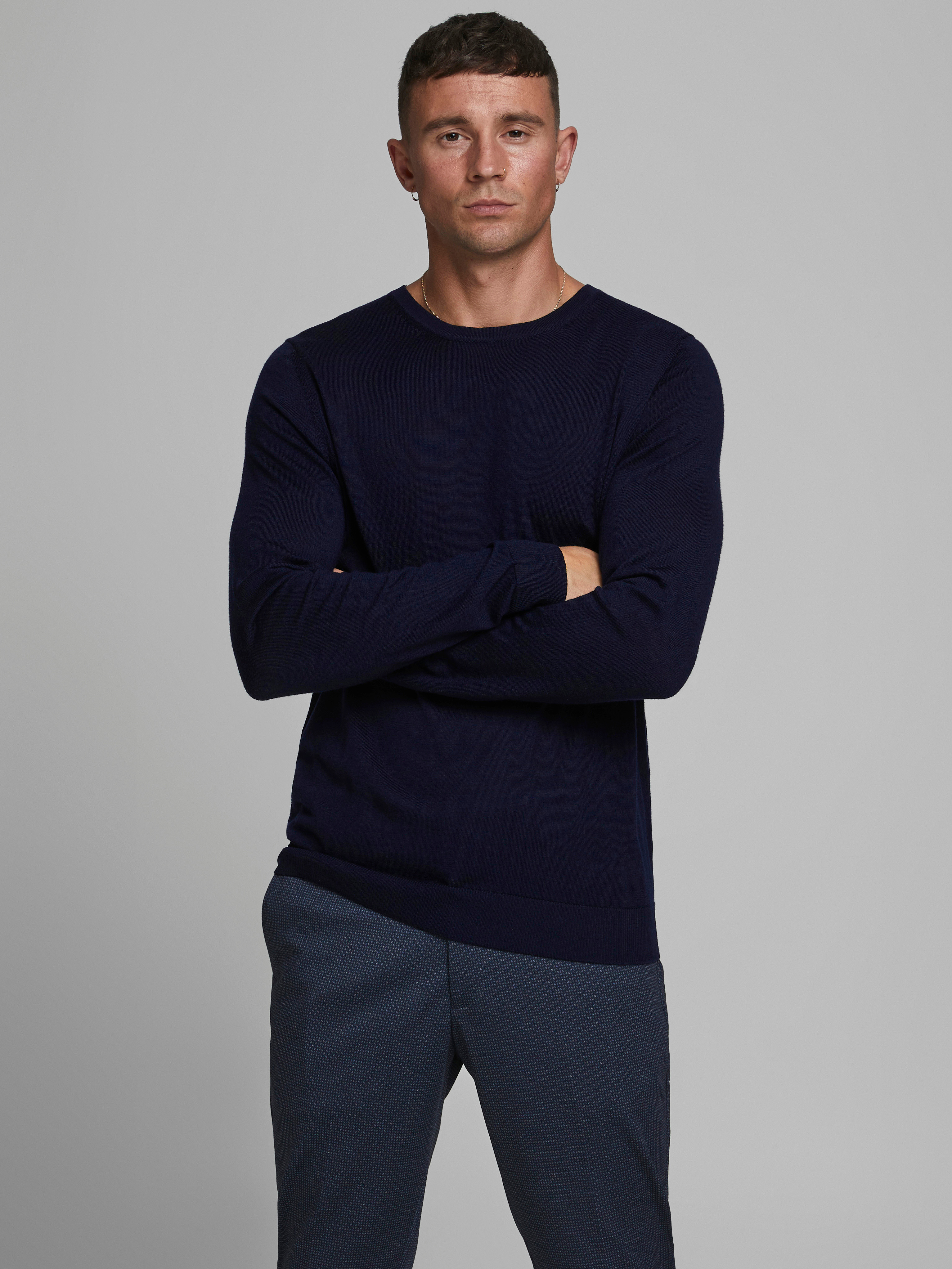 Men's knitted merino wool pullover, Blue, large image number 2