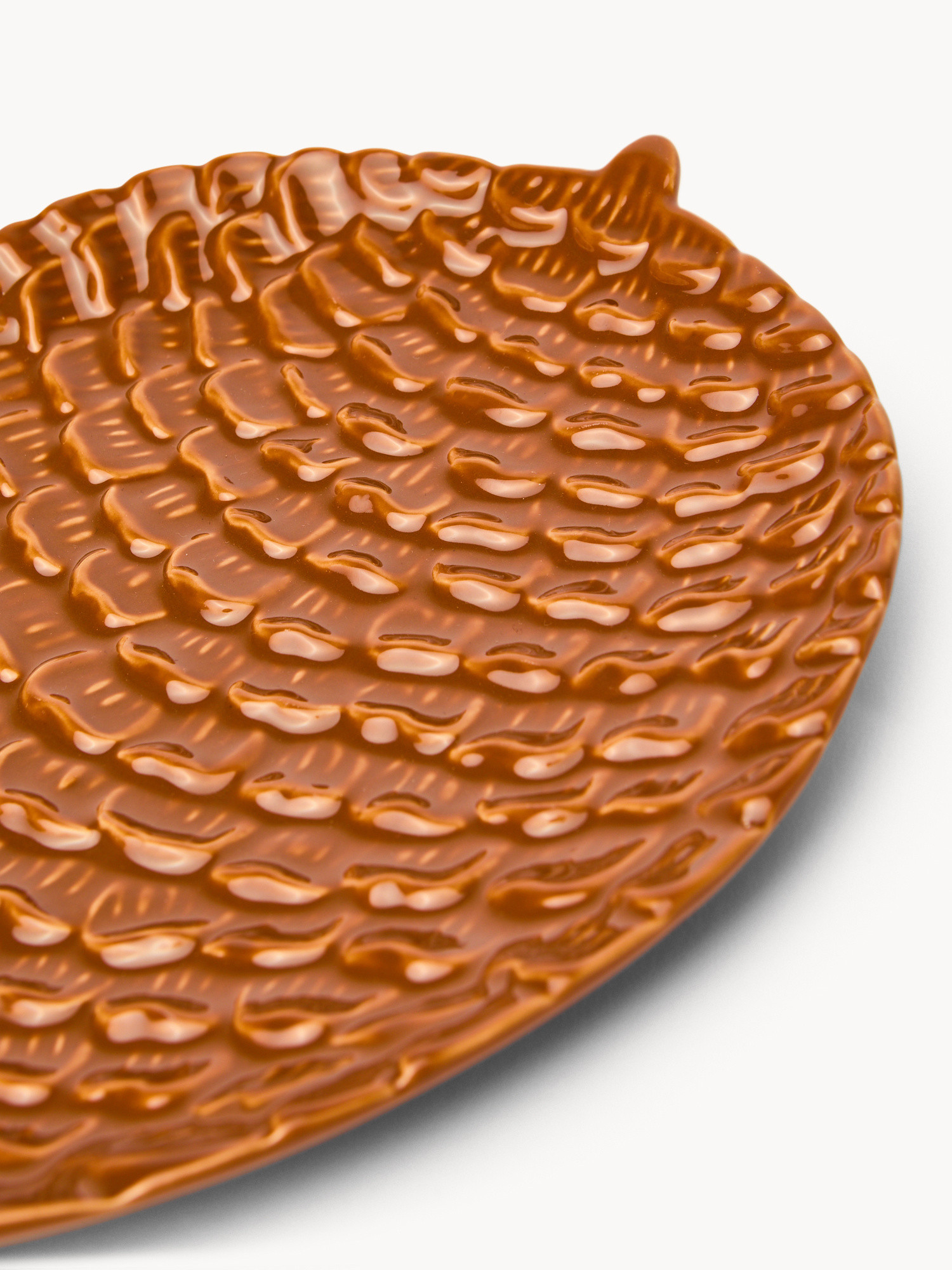 Ceramic plate with pine cone motif, Brown, large image number 1