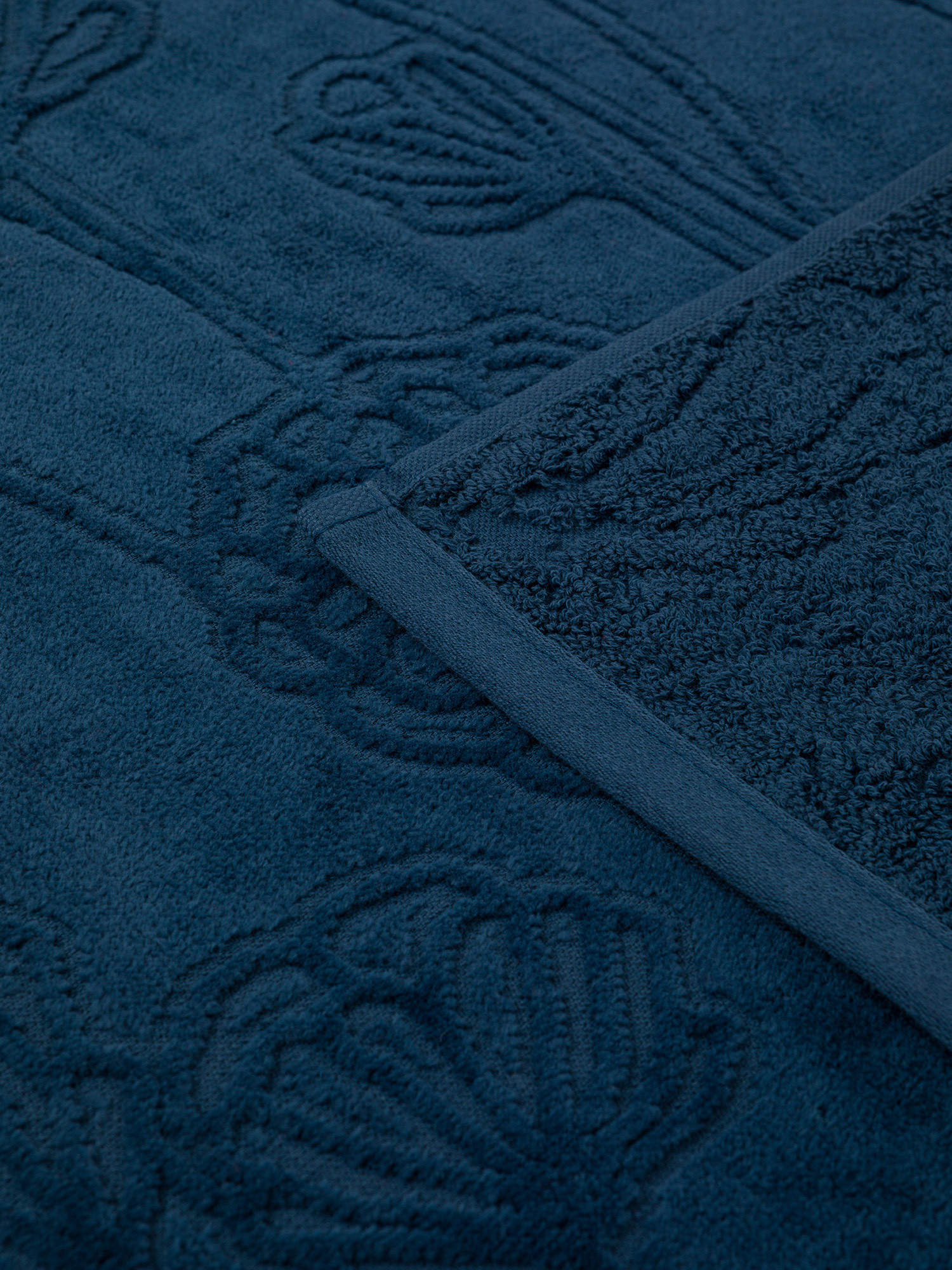 Cotton velor towel with floral pattern, Blue, large image number 2