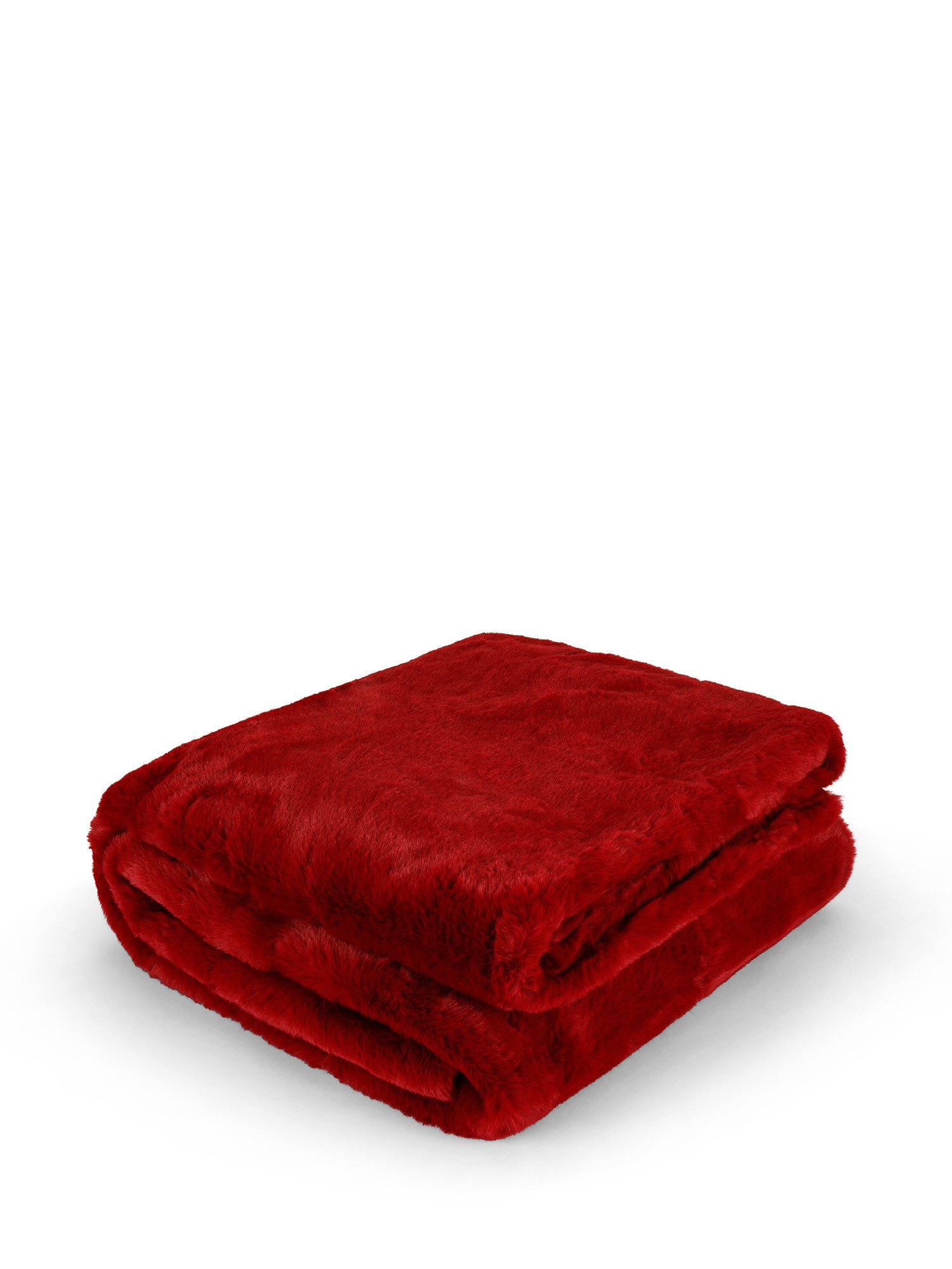 Solid color fur effect throw, Red, large image number 0