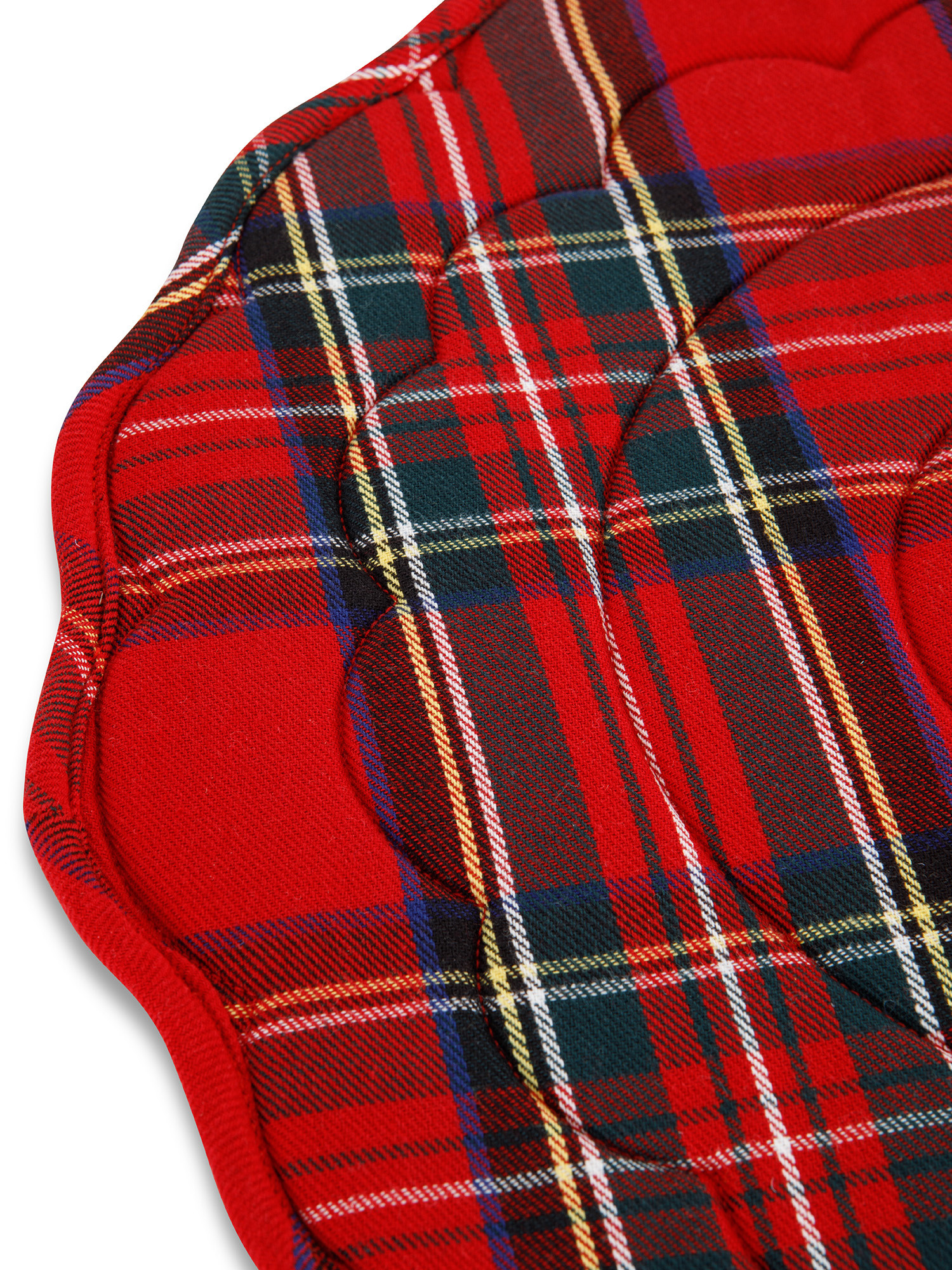 Tovaglietta Imbottita Tartan in Twill di Puro Cotone, Rosso, large image number 1