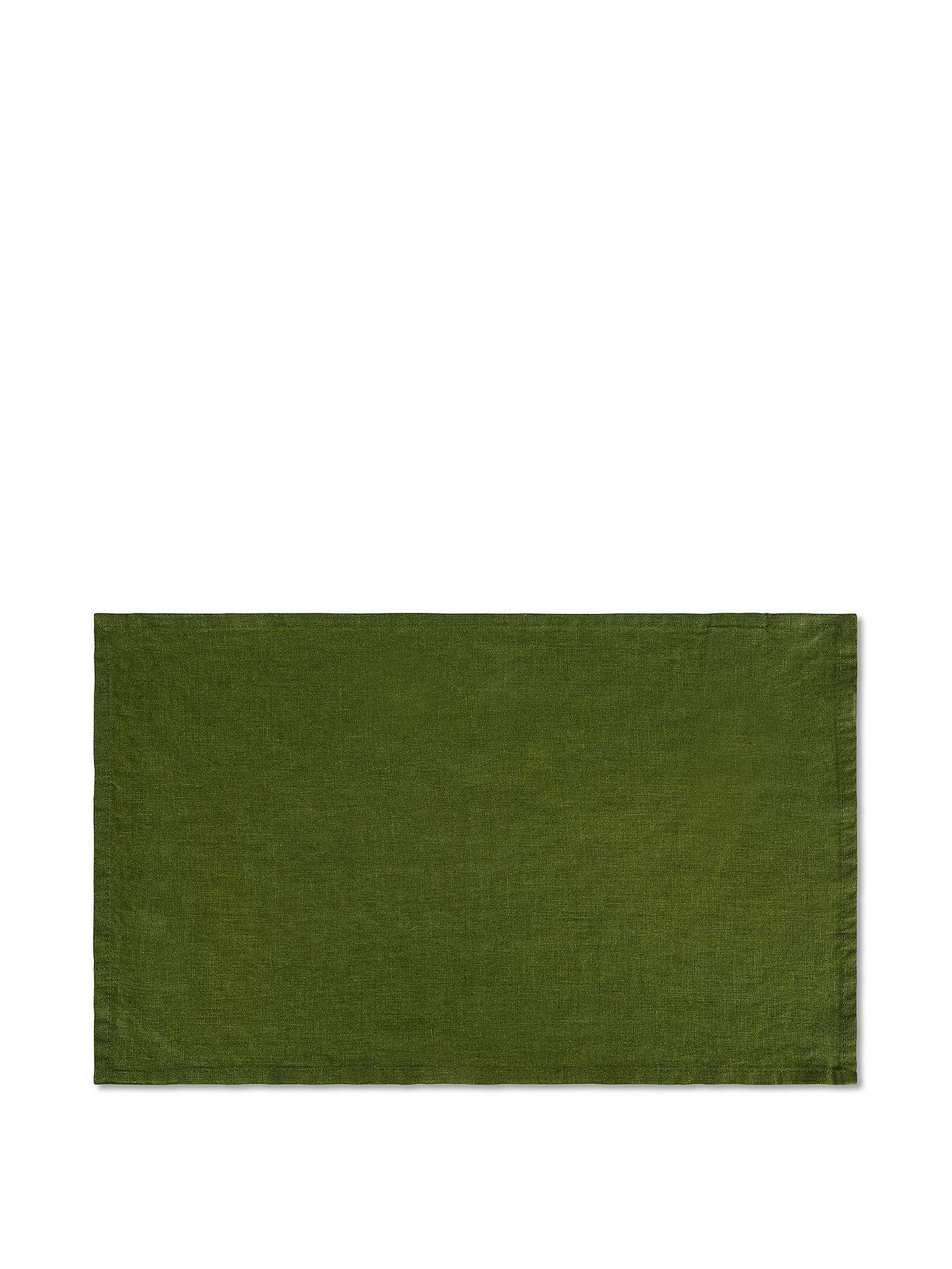 Solid color pure washed linen placemat, Dark Green, large image number 0