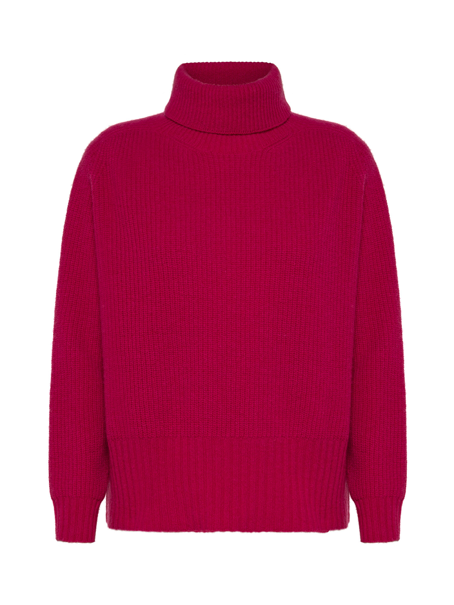 K Collection - Carded wool turtleneck pullover, Pink Fuchsia, large image number 0