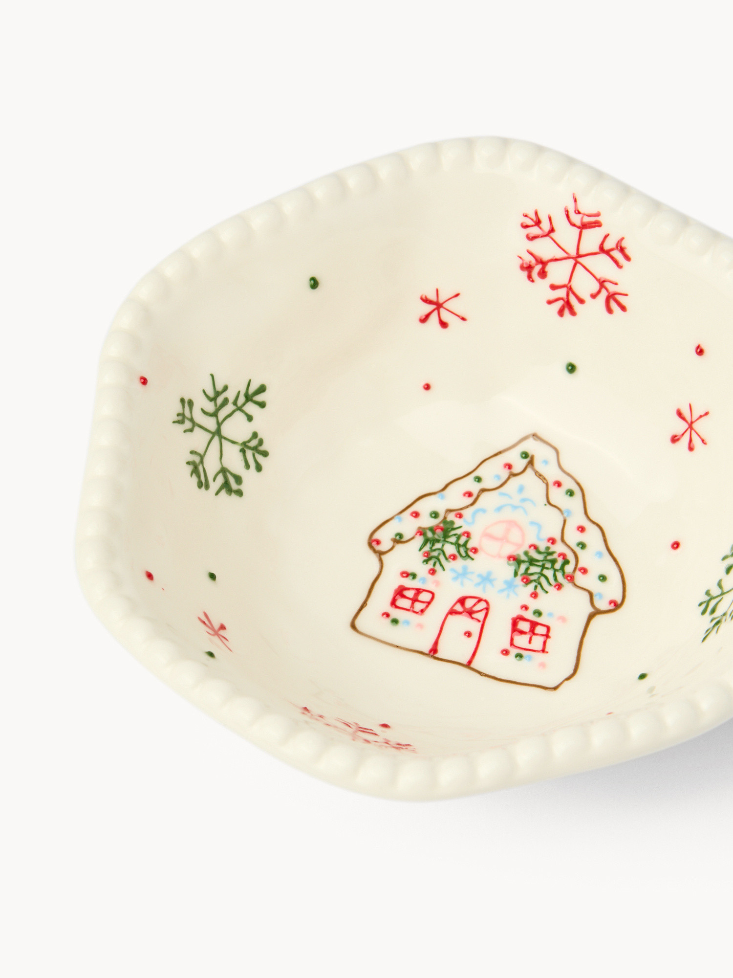 Porcelain Christmas village-shaped bowl, White, large image number 1