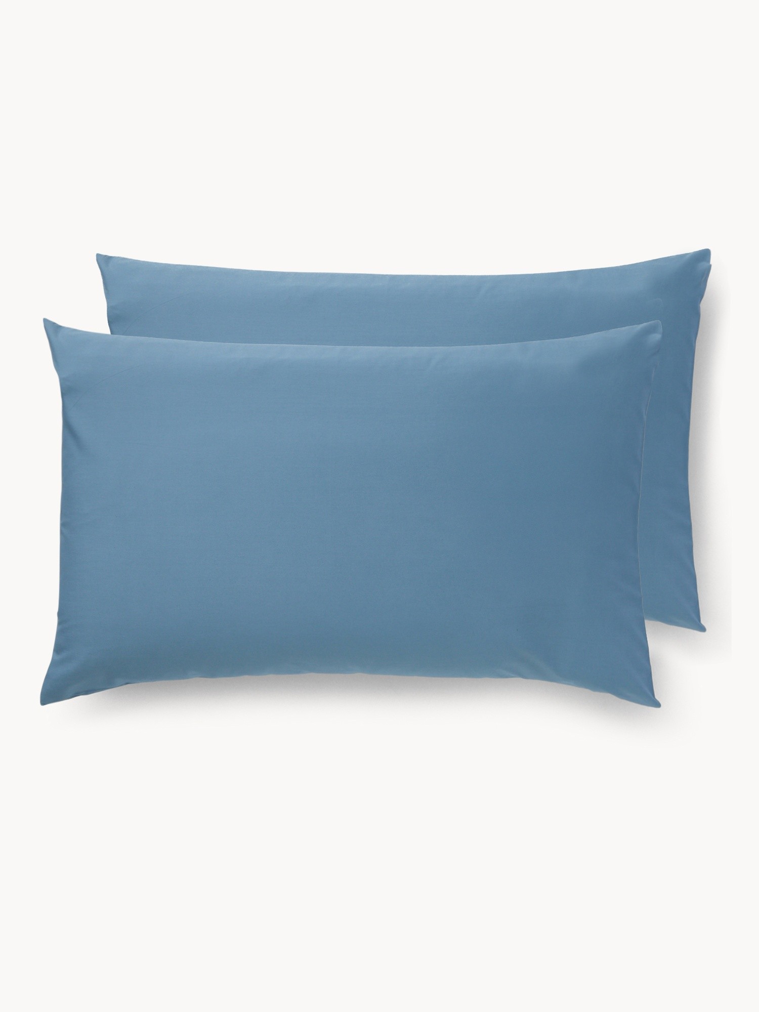 Set of 2 Solid Cotton Percale Pillowcases - Discounted Price, Blue, large image number 0